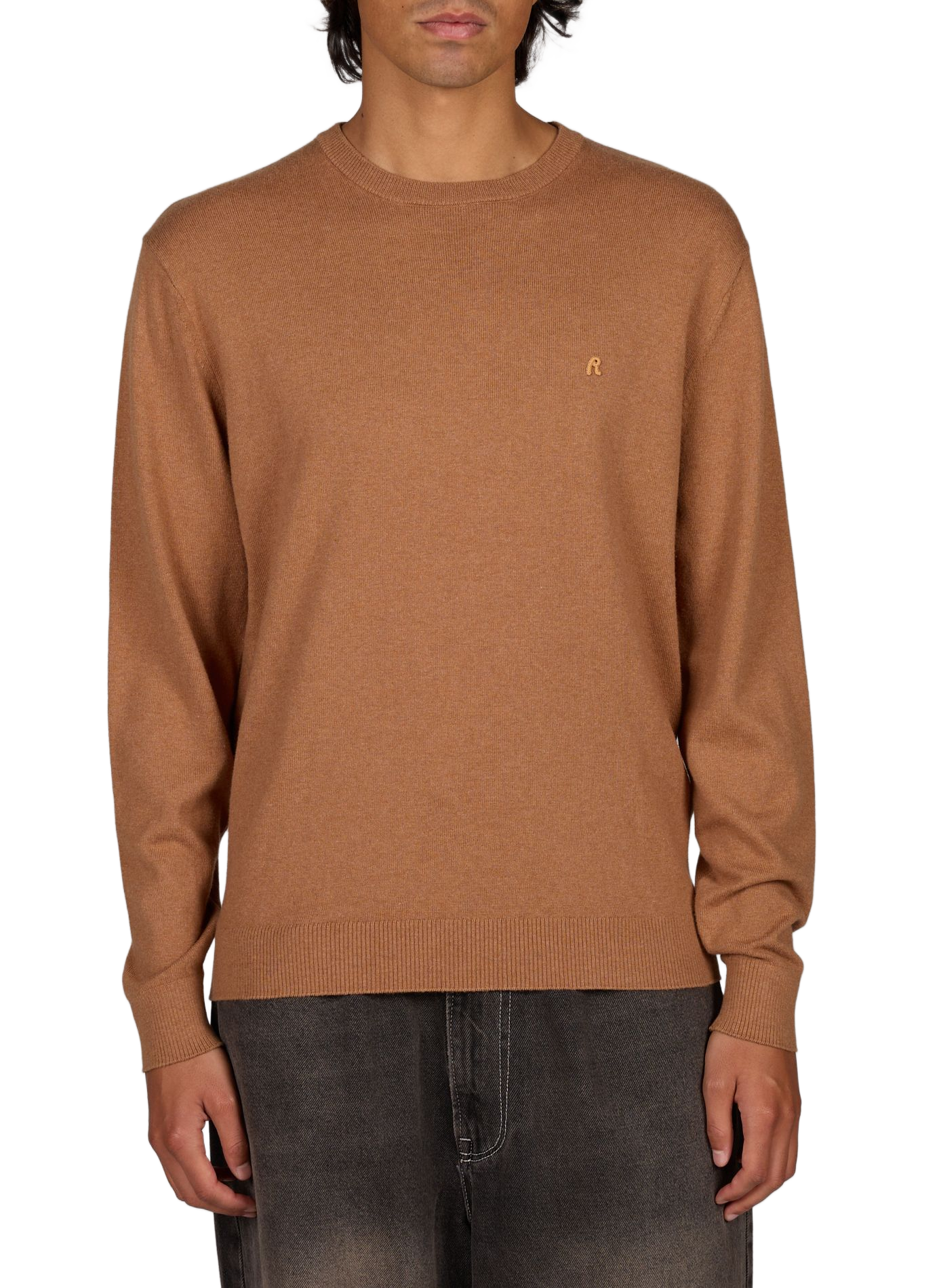 Gerader Rundhalsausschnitt-Pullover aus Baumwolle und Kaschmir REPLAY Beige