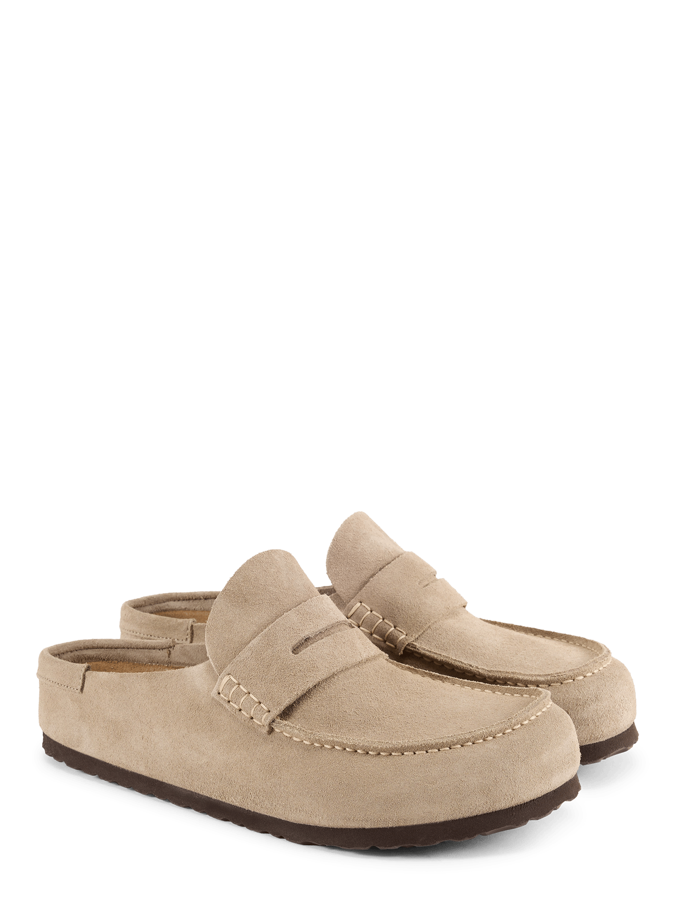 Mules mocassins Naples Wrapped en cuir  BIRKENSTOCK Beige