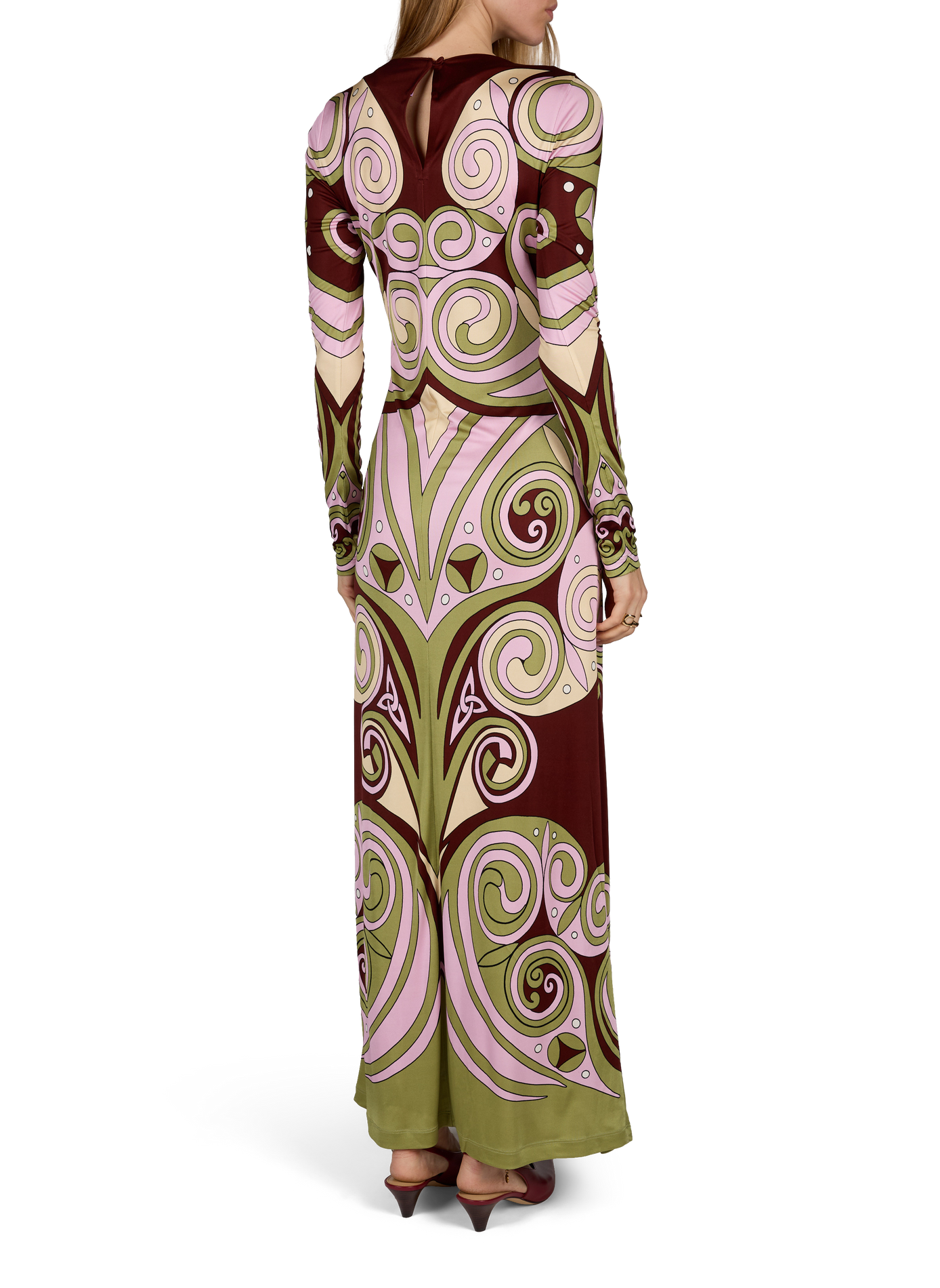 Printed maxi dress with round neckline LA DOUBLEJ Red