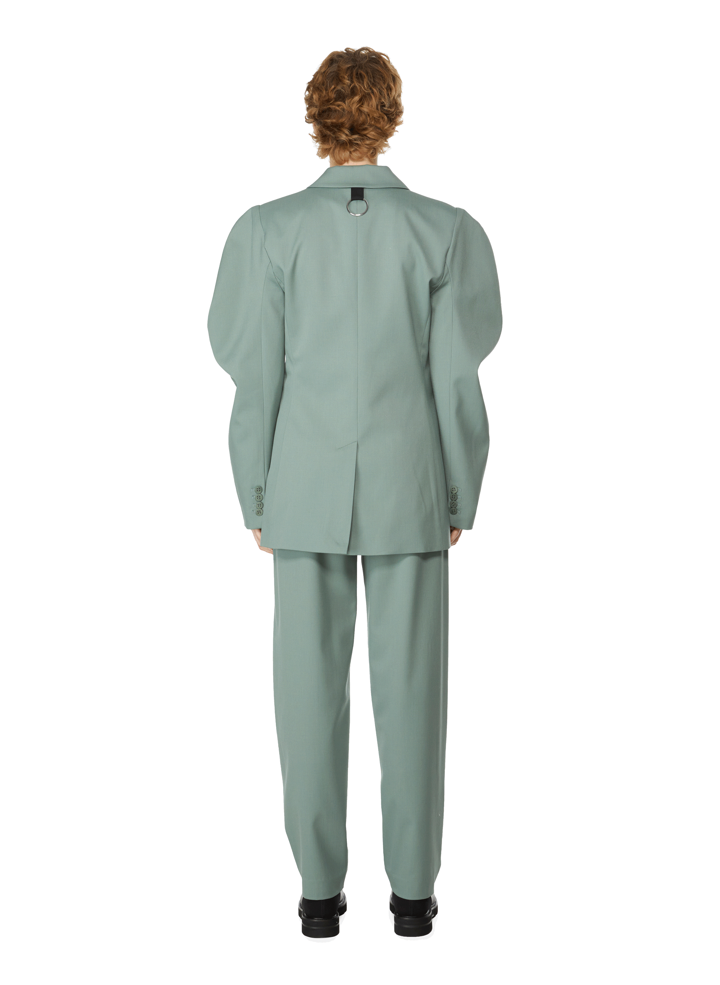 Wool blazer with scalloped sleeves TIBI Green
