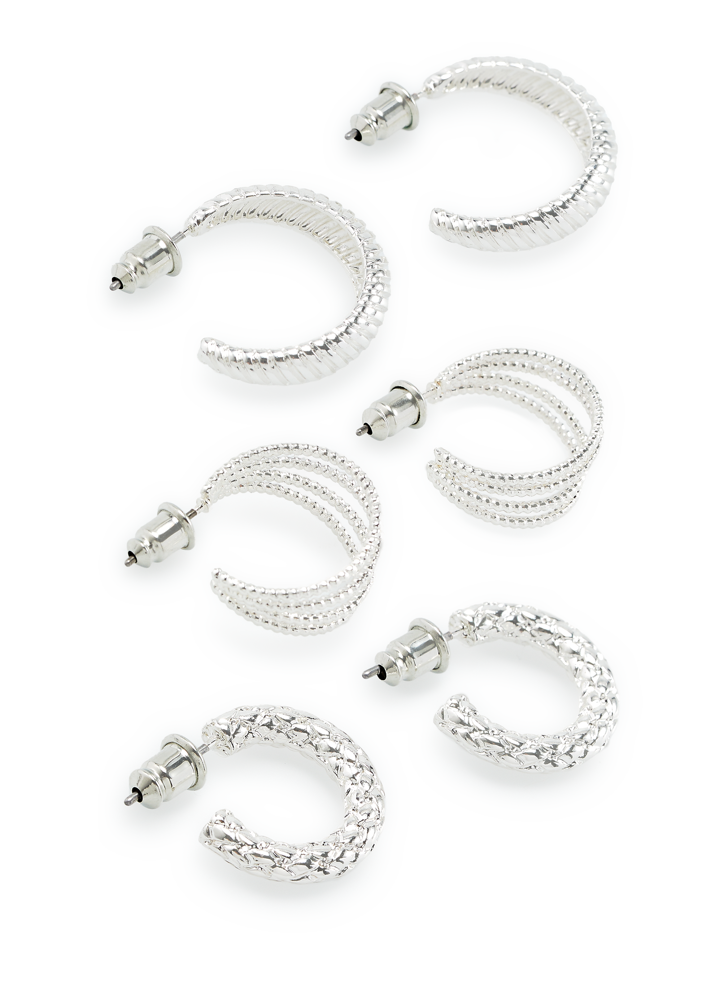 Lot de 3 paires de boucles d'oreille AU PRINTEMPS PARIS Argent