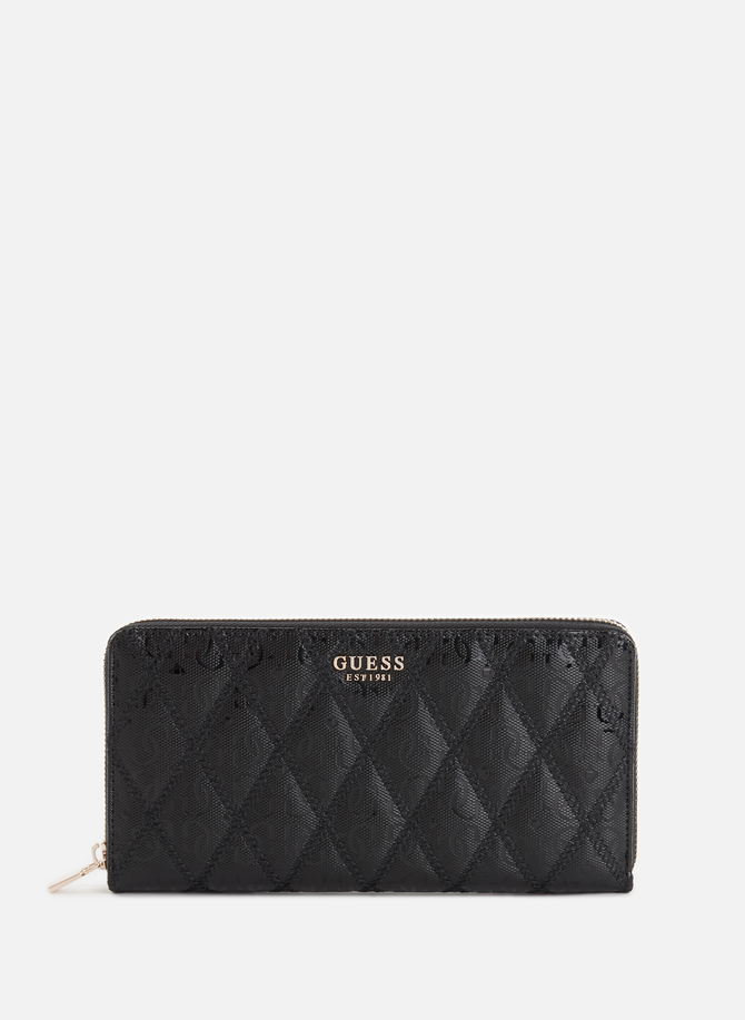 Quilted wallet with GUESS logo