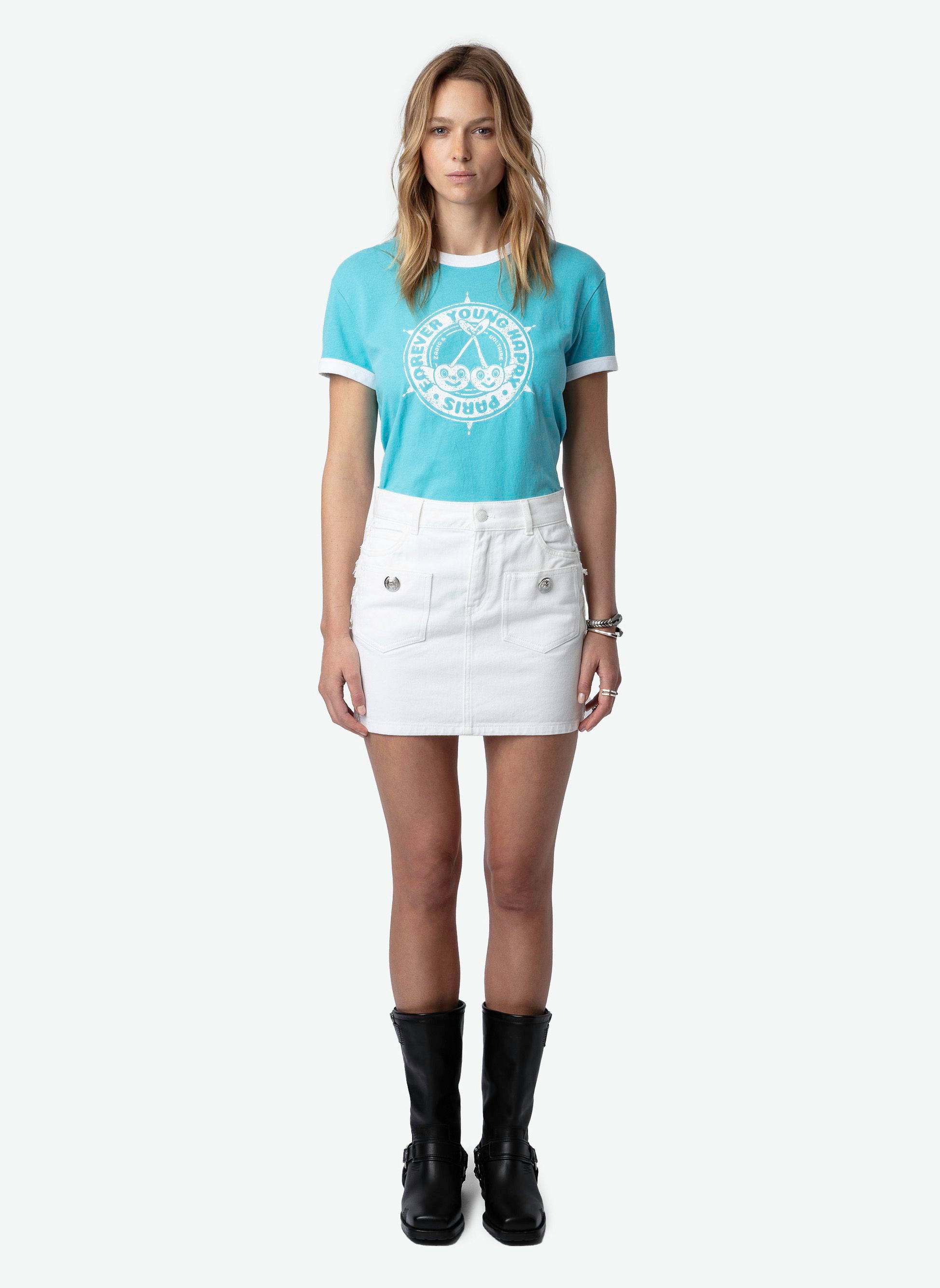 Tee-shirt col rond blason en coton bio walk ZADIG&VOLTAIRE Bleu