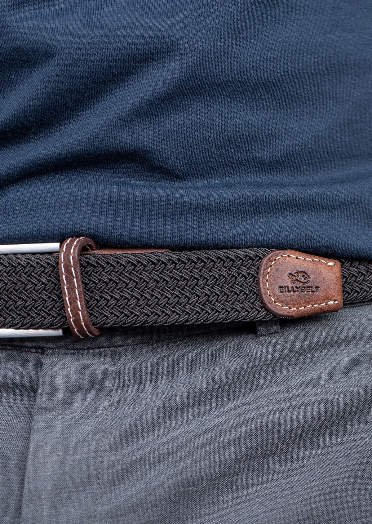 Ceinture tressée élastique unie BILLYBELT Noir