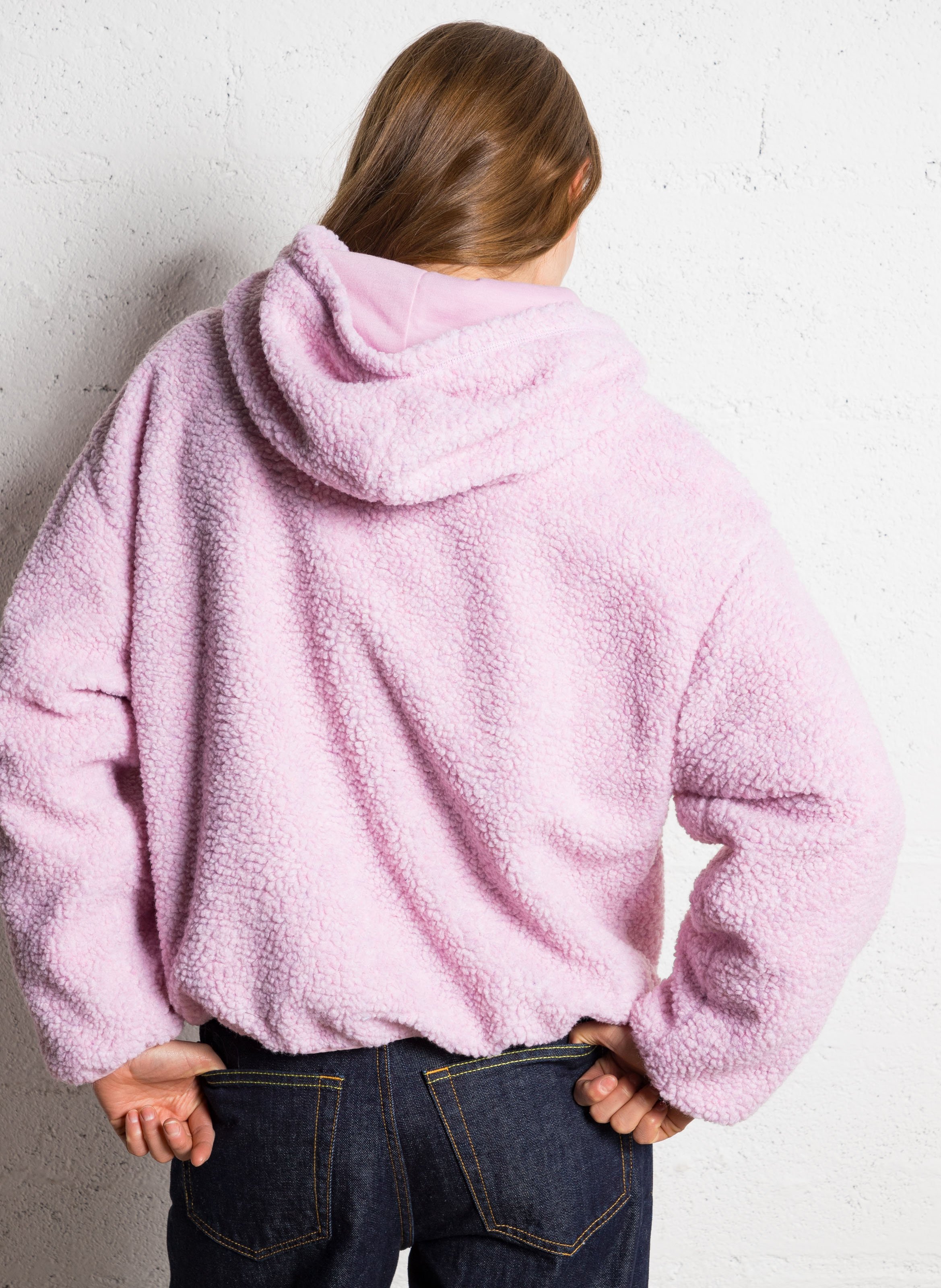 Veste ample polaire à capuche hoktown AMERICAN VINTAGE Rose