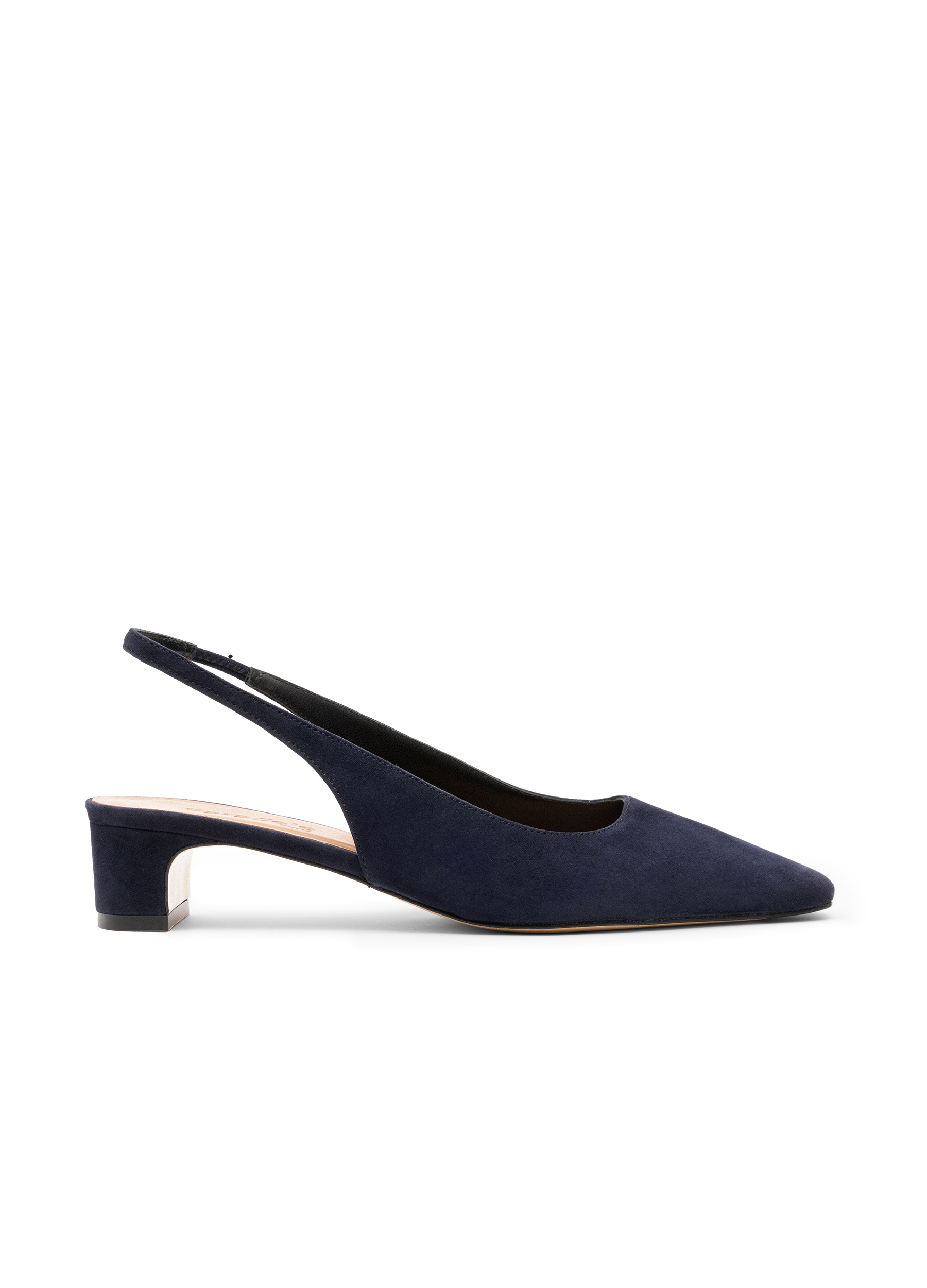 PARALLELE Sling back nevada en chevre velours Bleu