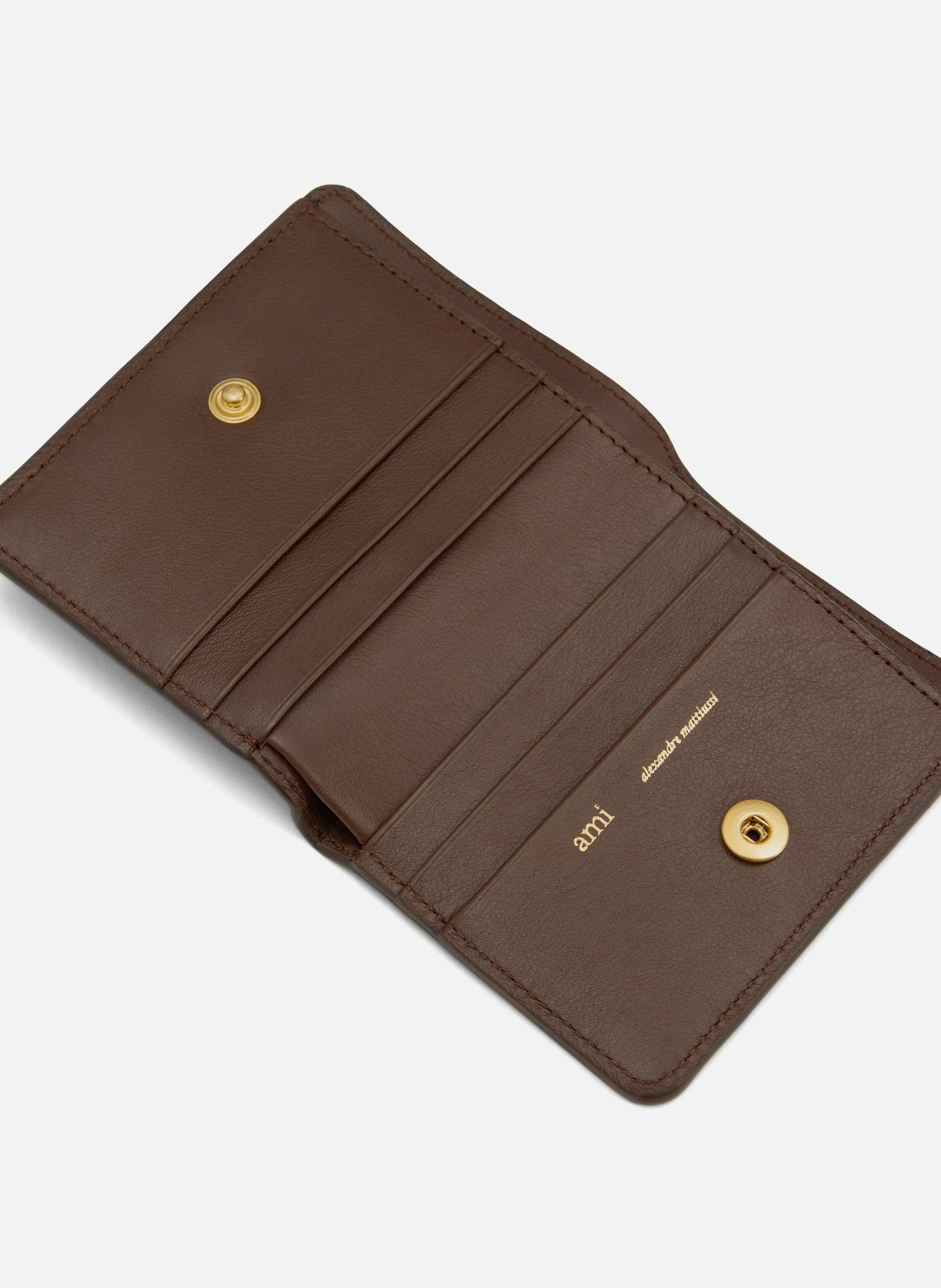 Portefeuille Plié Carrousel En Cuir Lisse unisexe AMI PARIS Marron