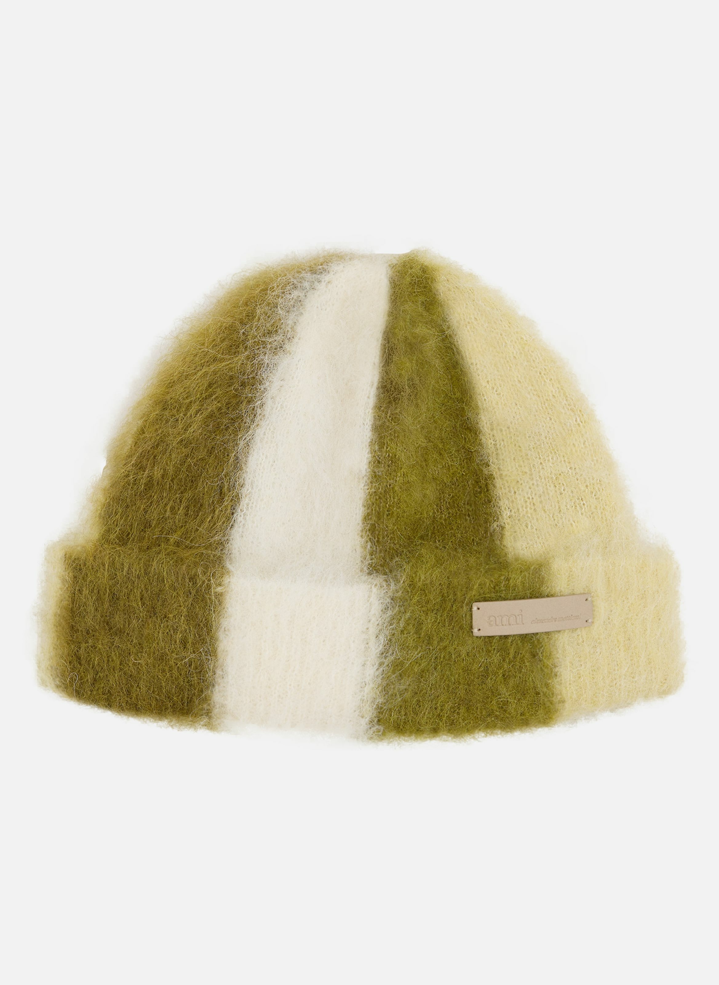 Bonnet rayé ami de coeur en alpaga unisexe AMI PARIS Beige