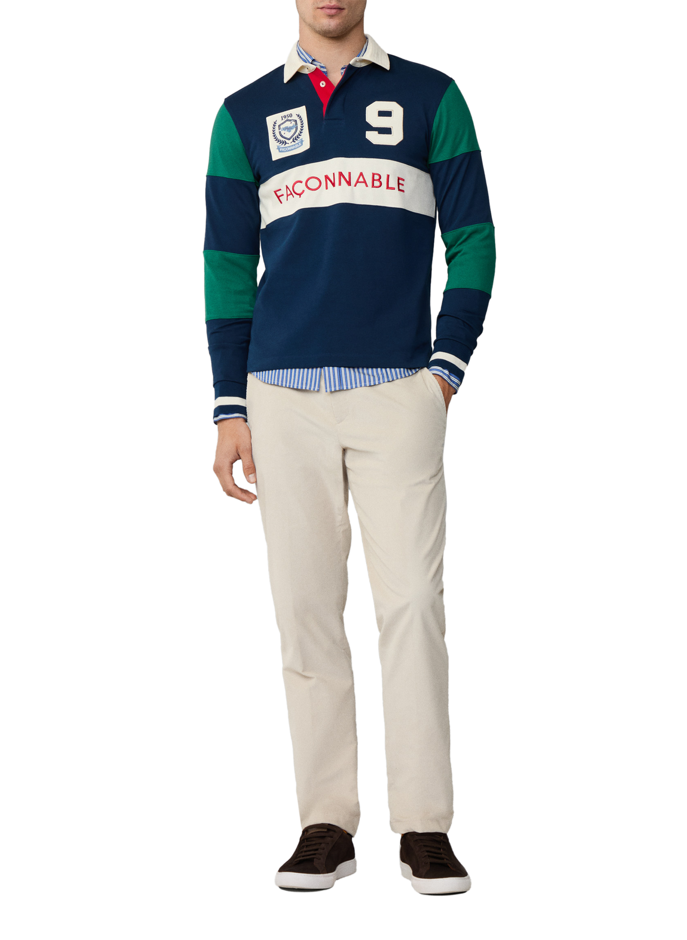 Polo manches longues en coton FACONNABLE Bleu