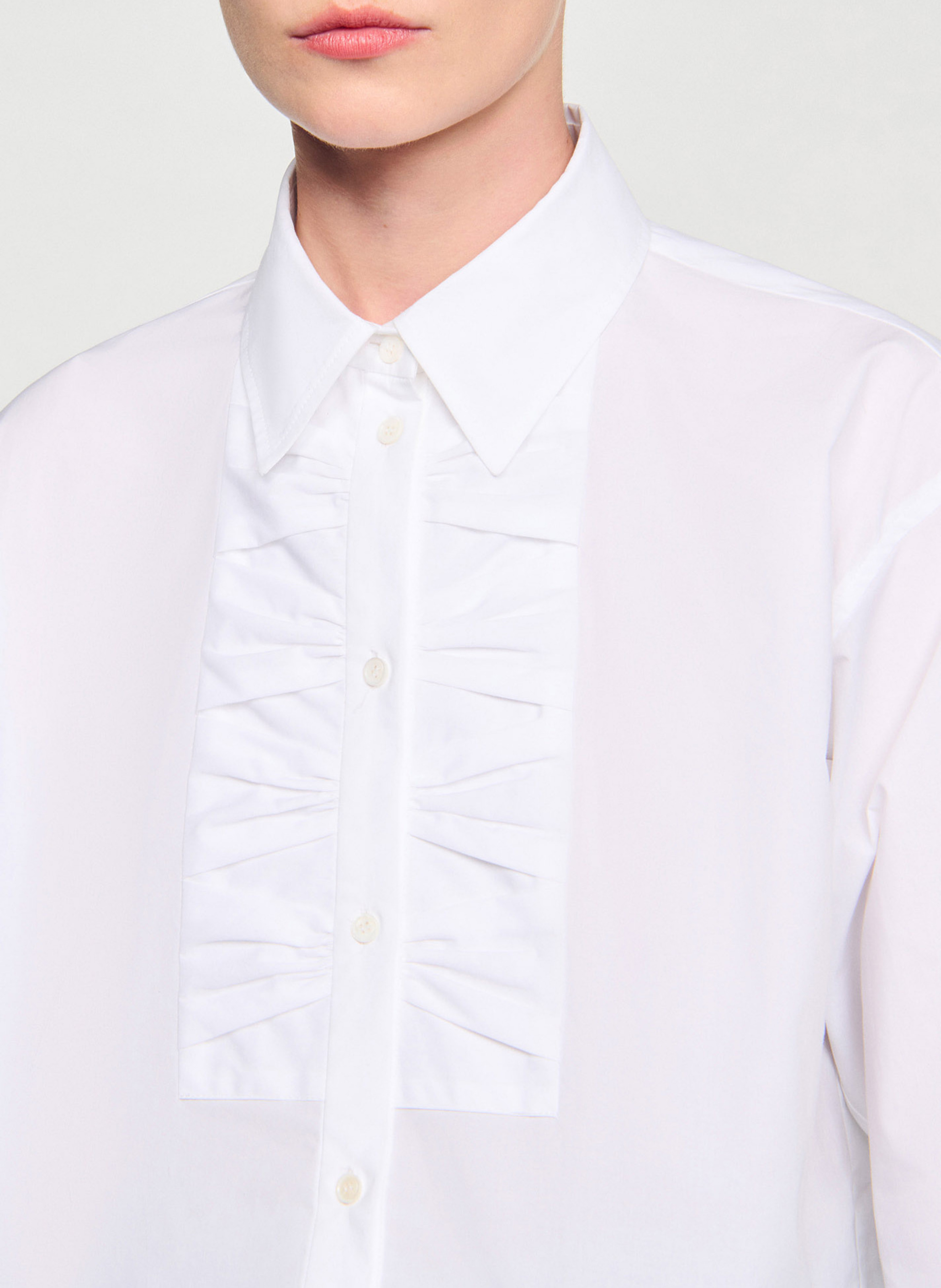 Chemise courte ample unie SANDRO Blanc