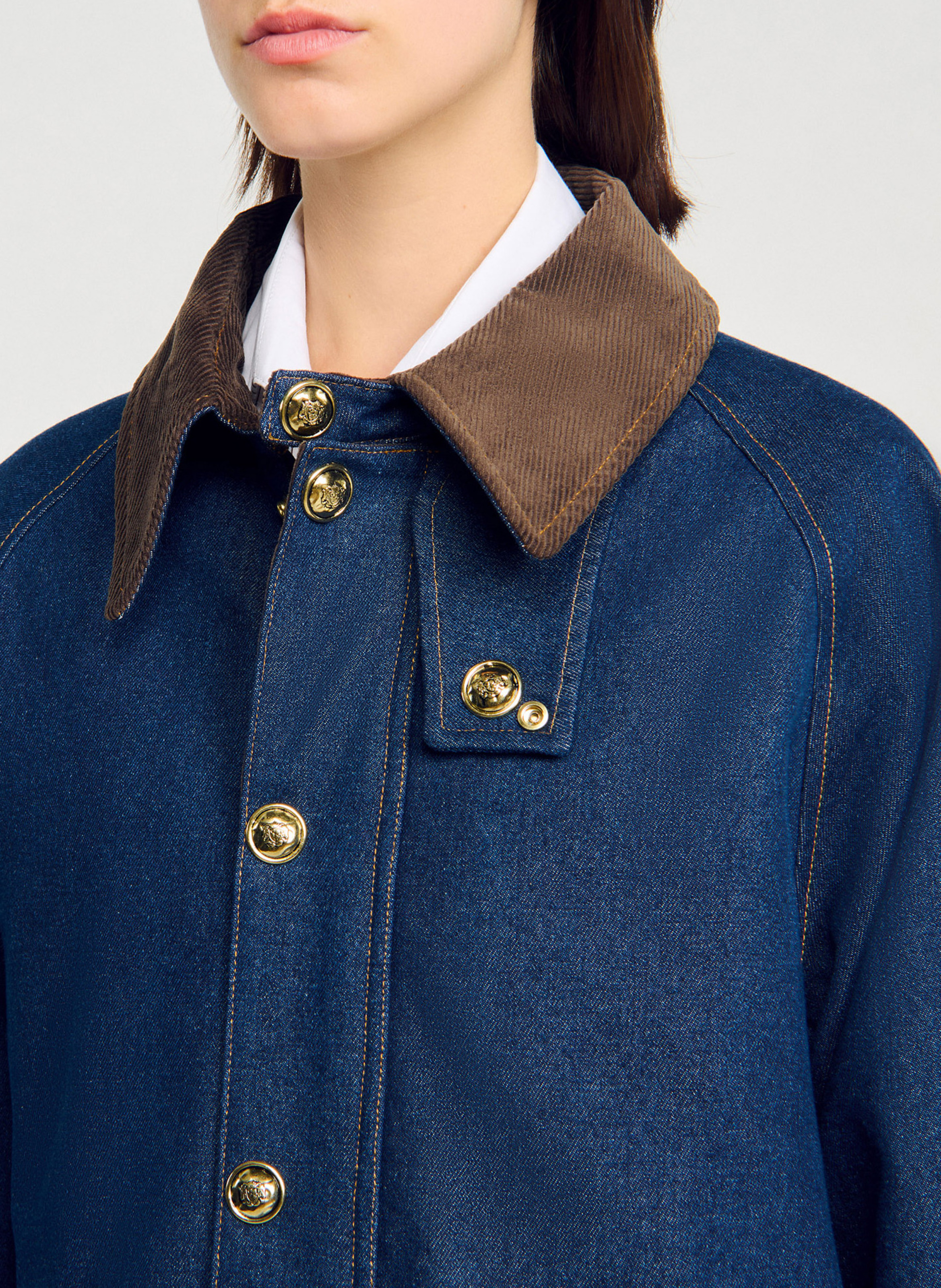 Veste oversize en coton mélangé SANDRO Bleu