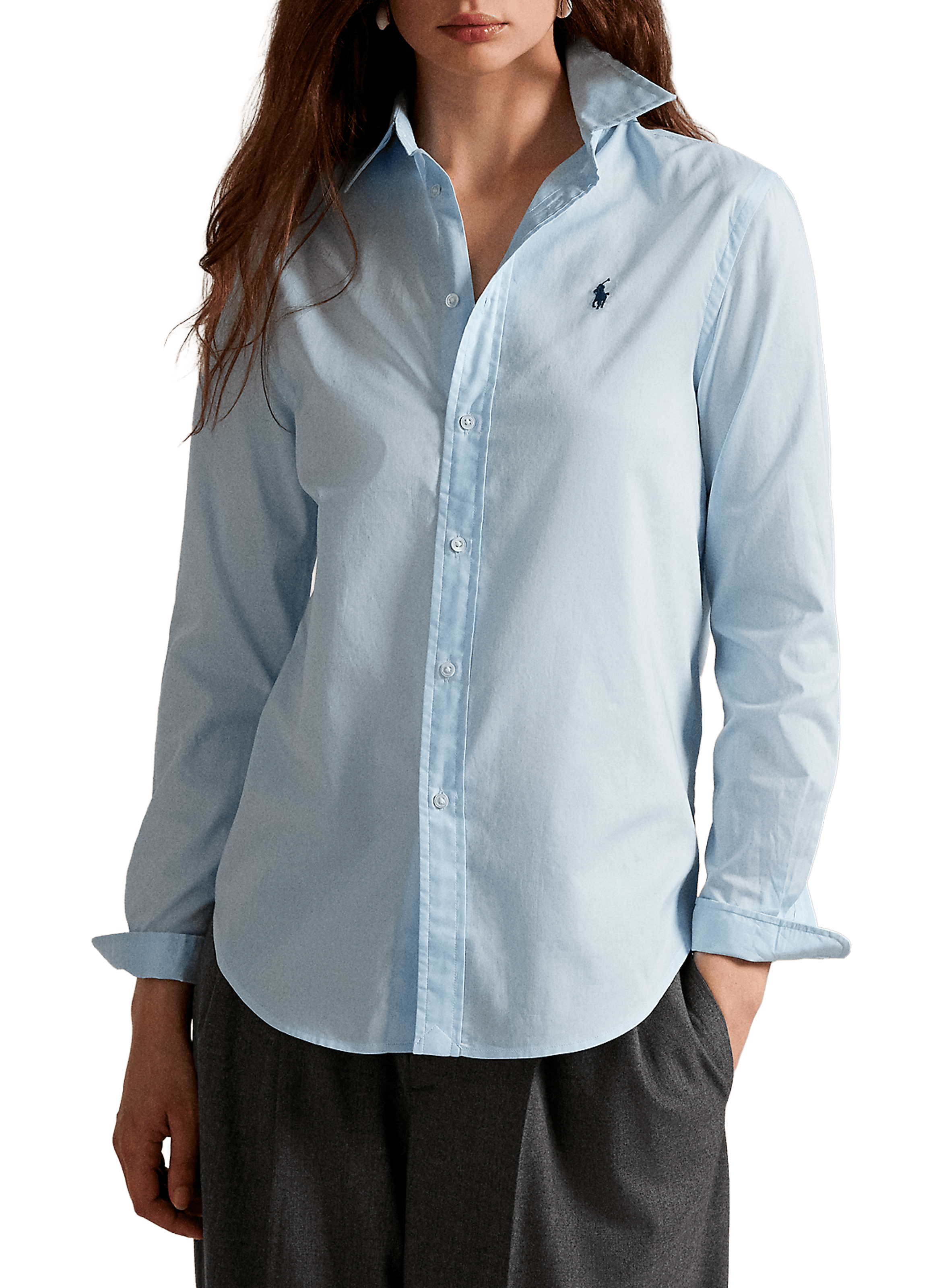 POLO RALPH LAUREN Straight classic collar shirt in cotton Blue