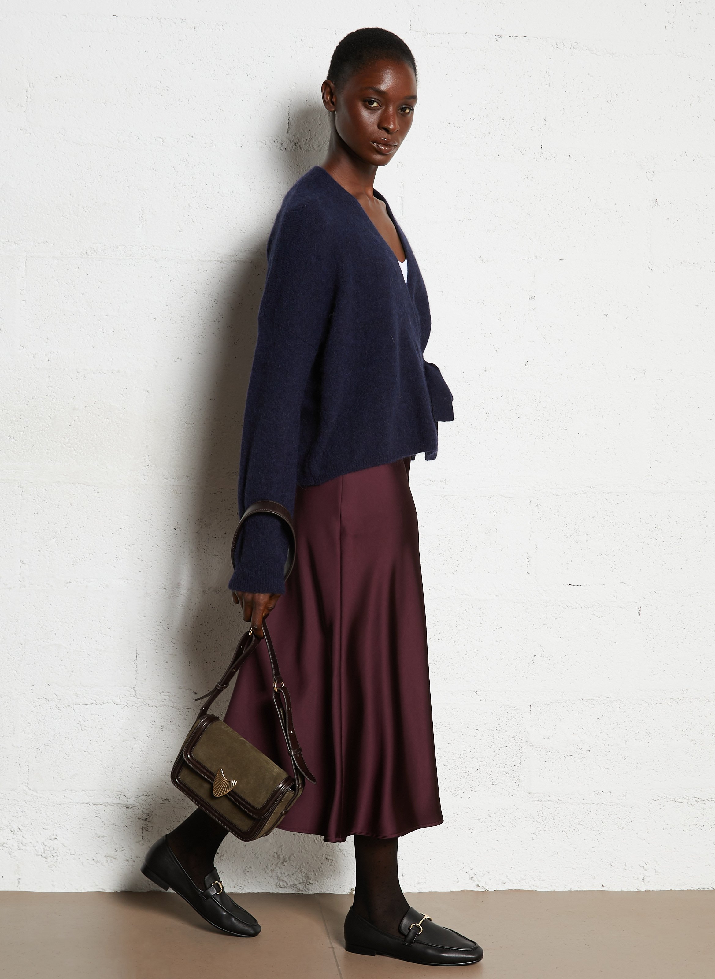 Sac bandoulière en cuir leonard mini MAISON 123 Kaki