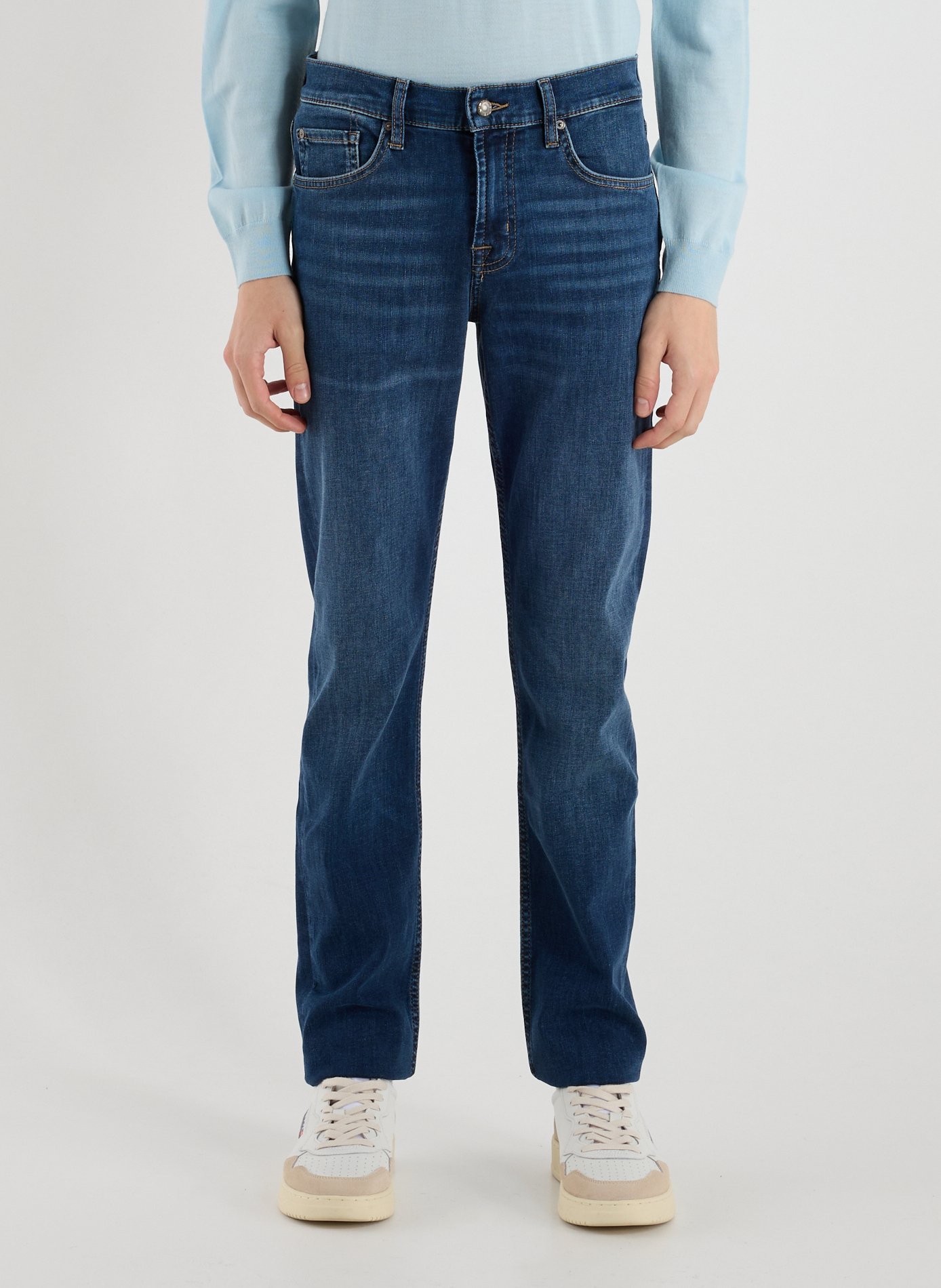 7 FOR ALL MANKIND Jean slim en coton mélangé Bleu
