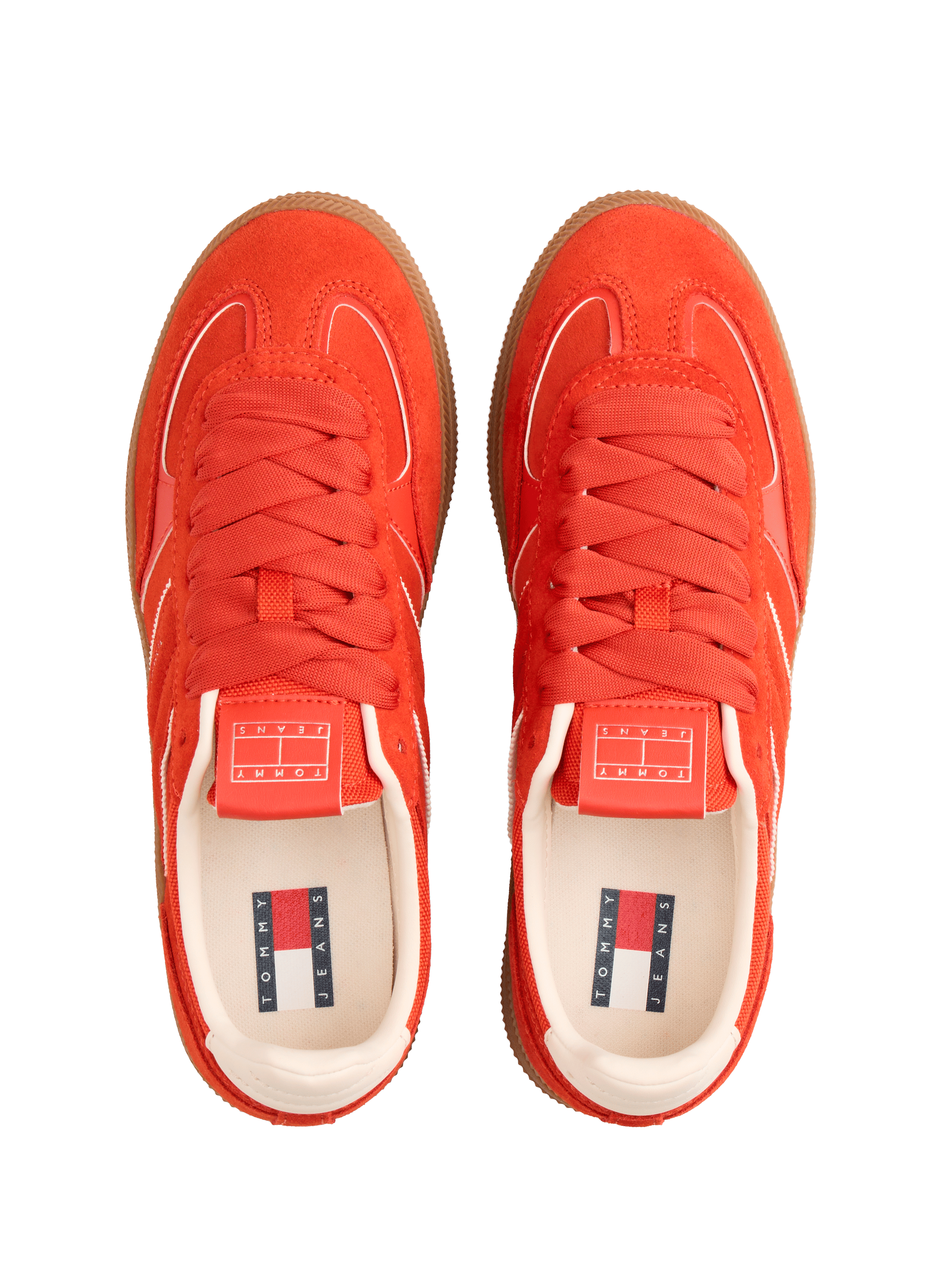 Low lace-up leather sneakers TOMMY HILFIGER Red