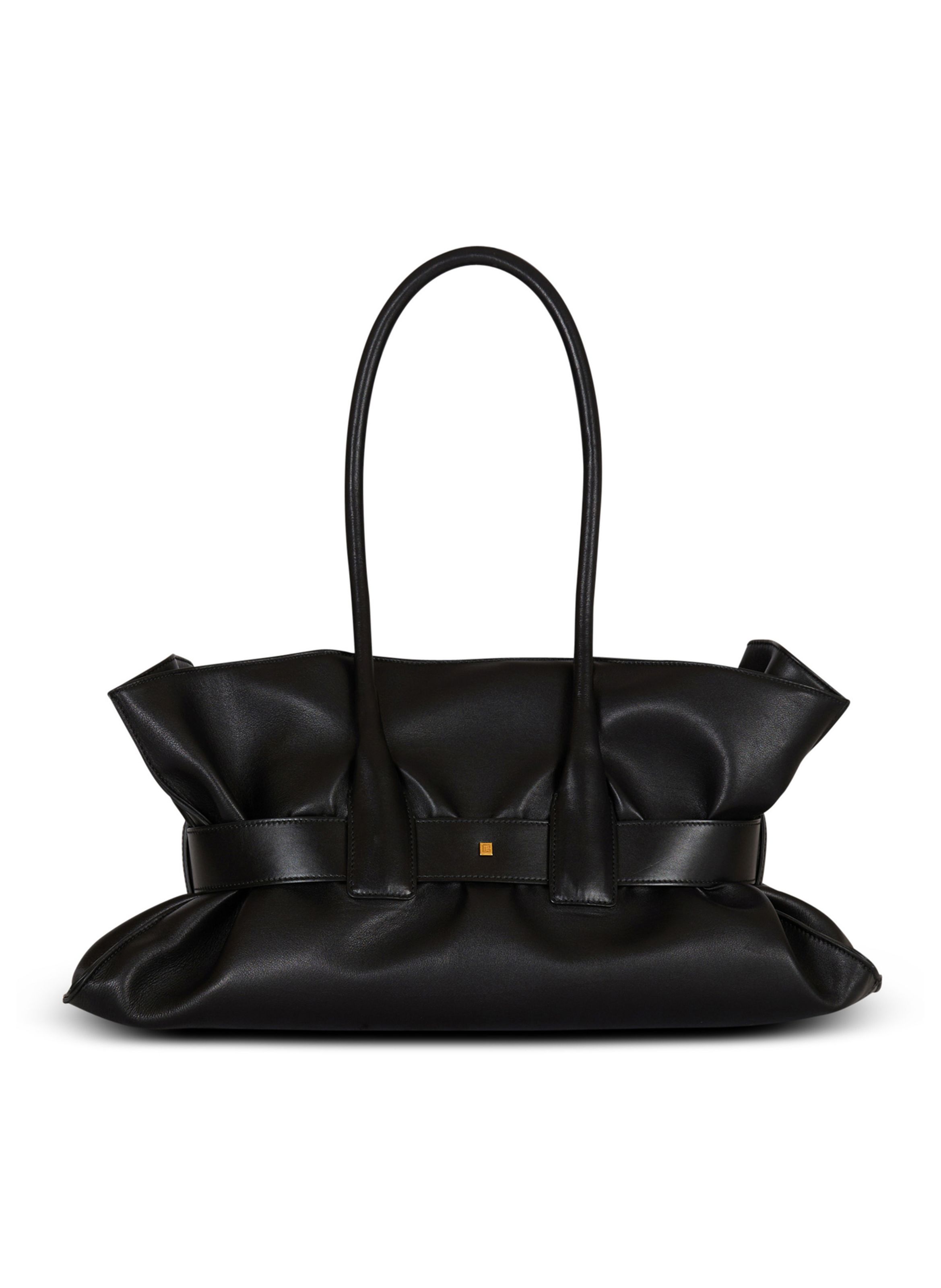 Sac anthem large en cuir de veau BALMAIN Noir