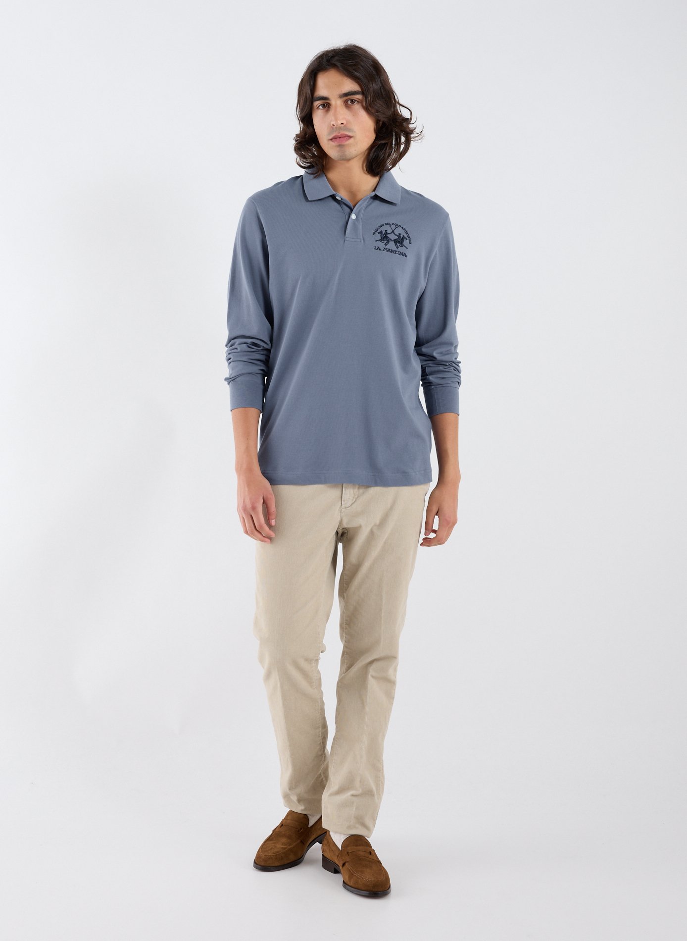 Polo à manches longues en coton mélangé LA MARTINA Bleu
