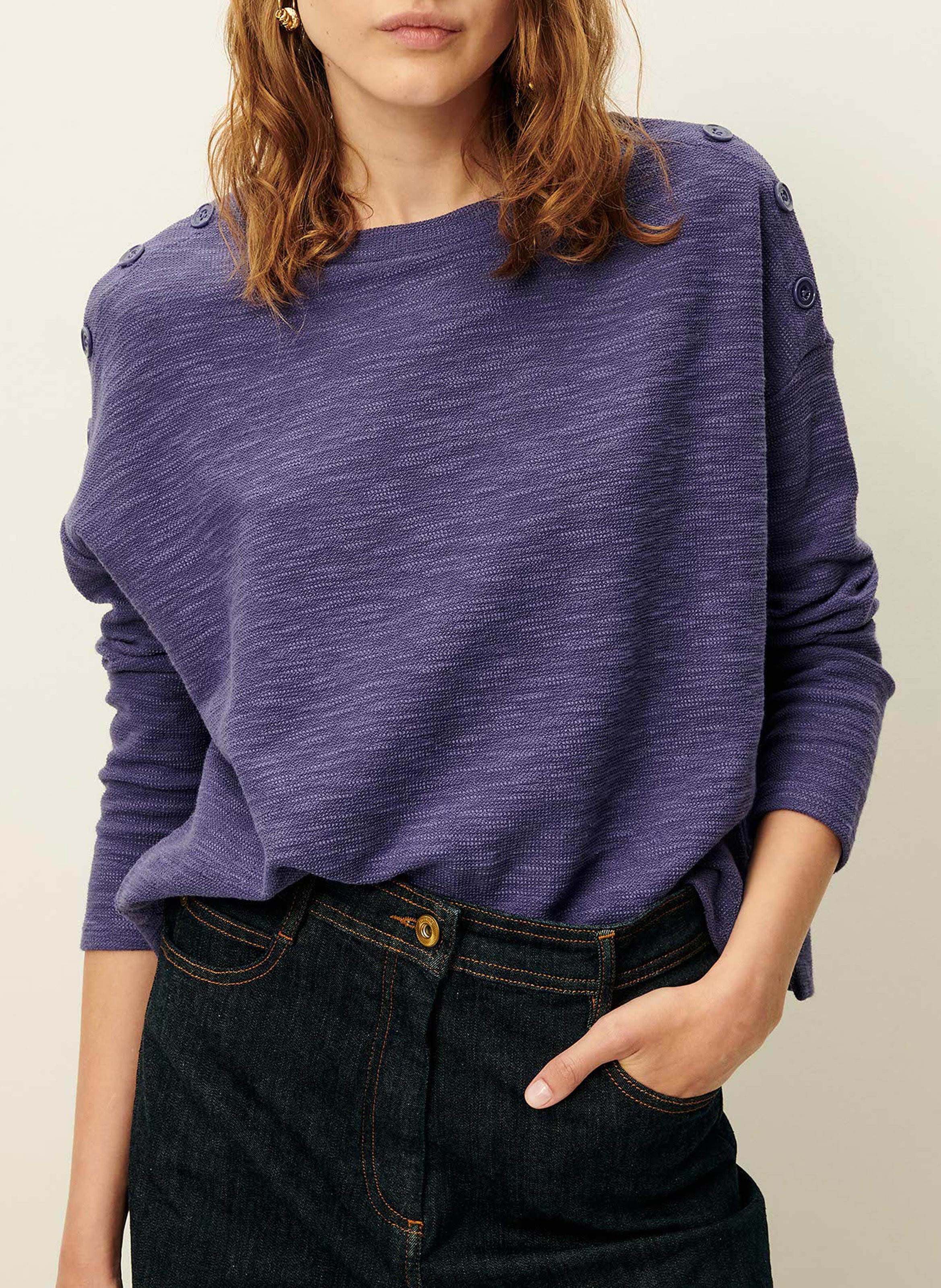 Pull col rond en coton mélangé austin SESSUN Bleu