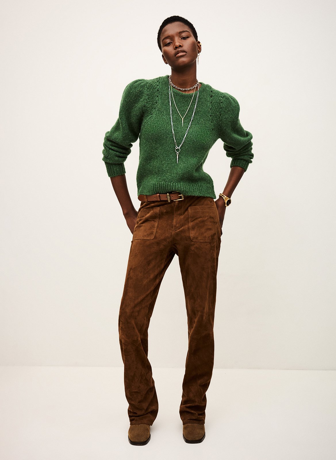 Pull court droit en laine mélangée belma BA&SH Vert