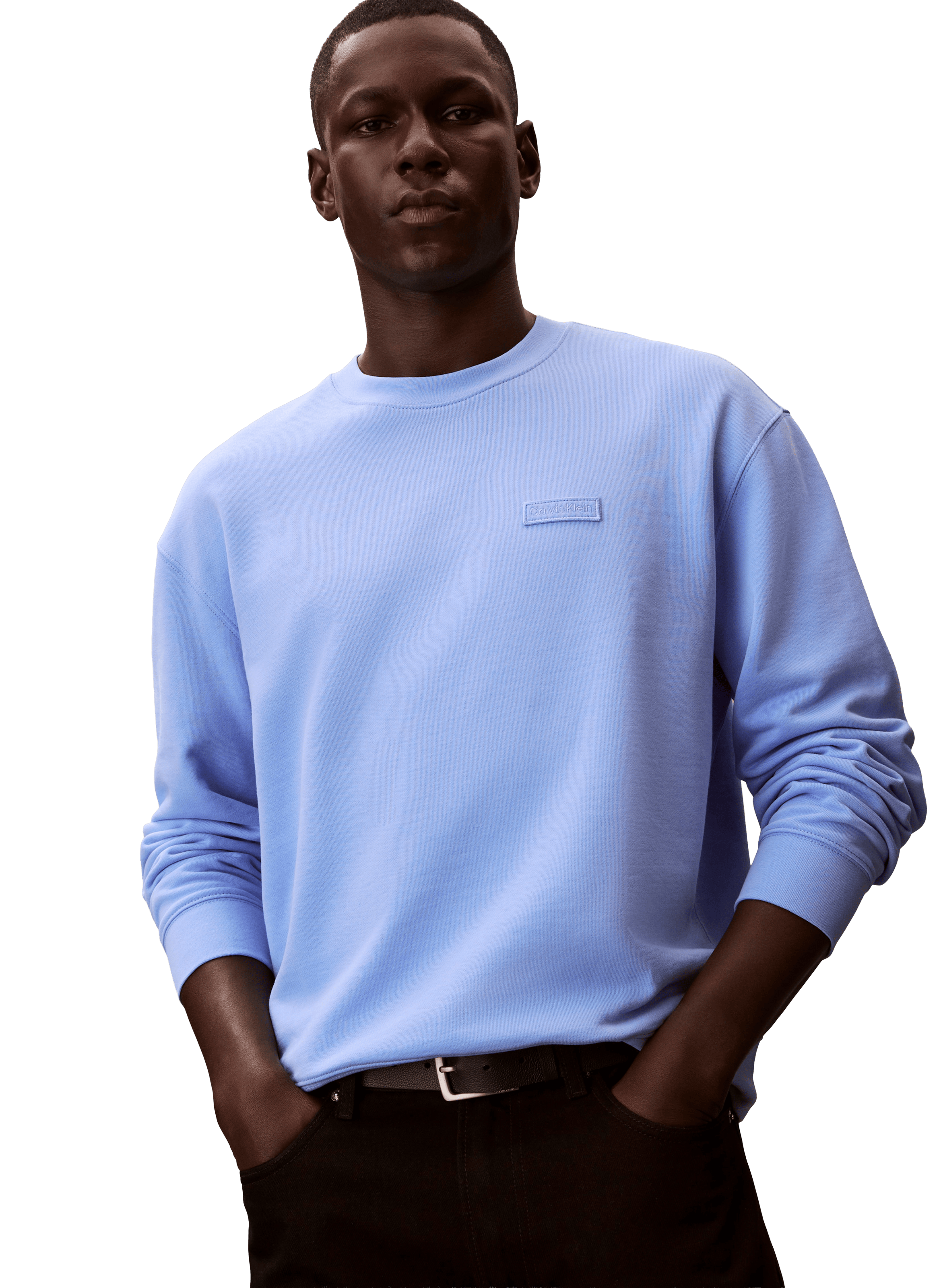 Sweat droit à col montant en coton CALVIN KLEIN Bleu