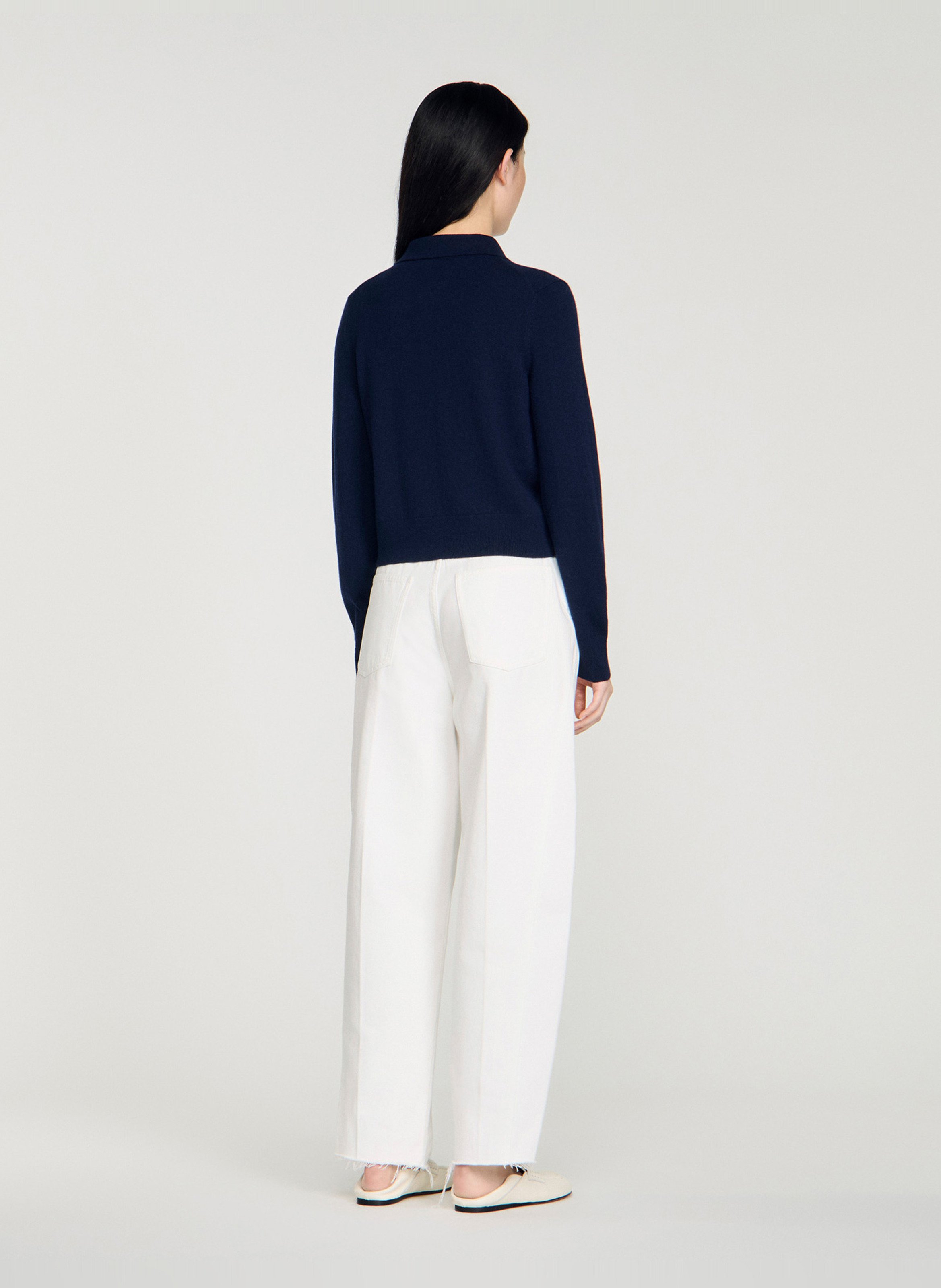 Cardigan droit en laine et cachemire SANDRO Bleu