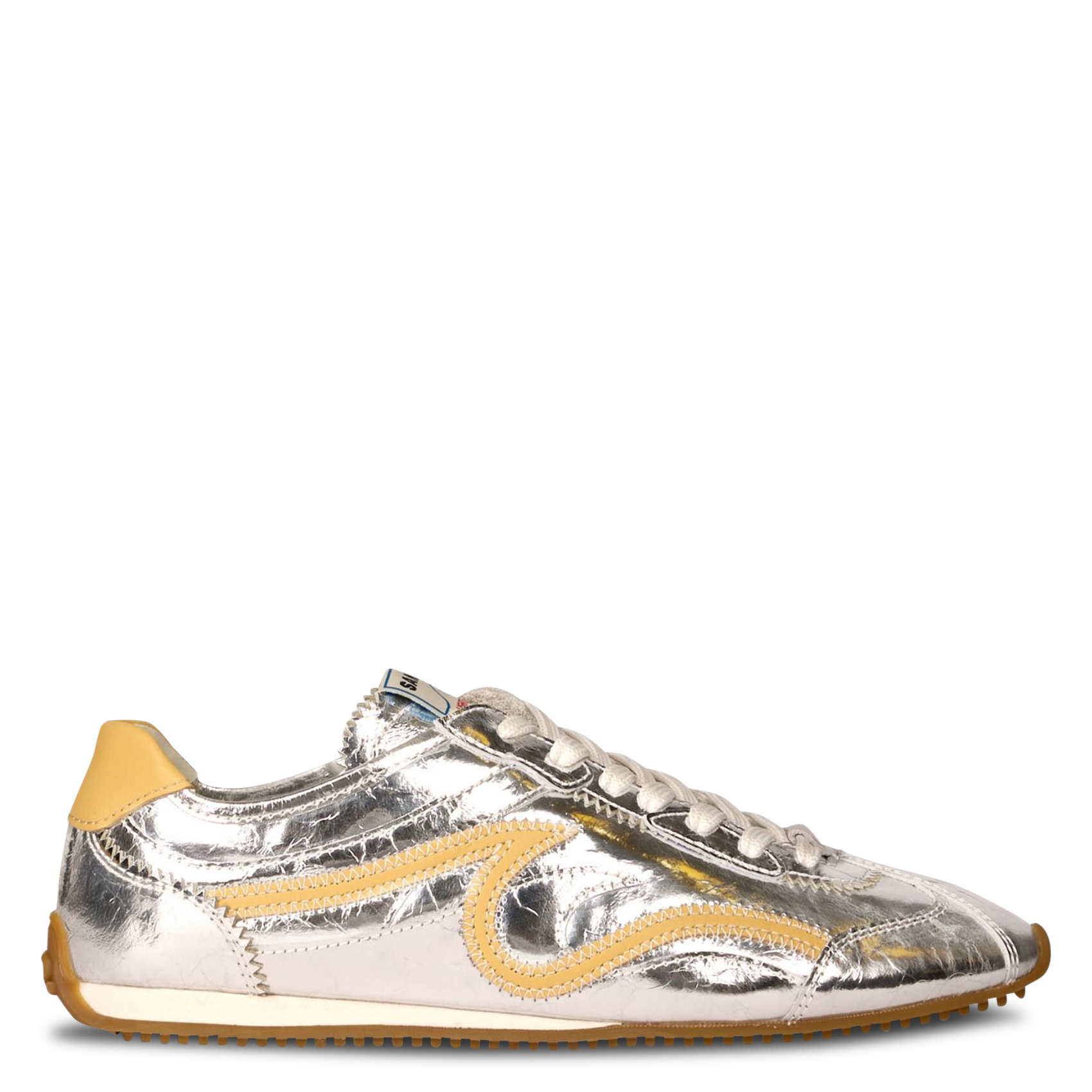 Baskets basses métallisées en cuir SANDRO Argent