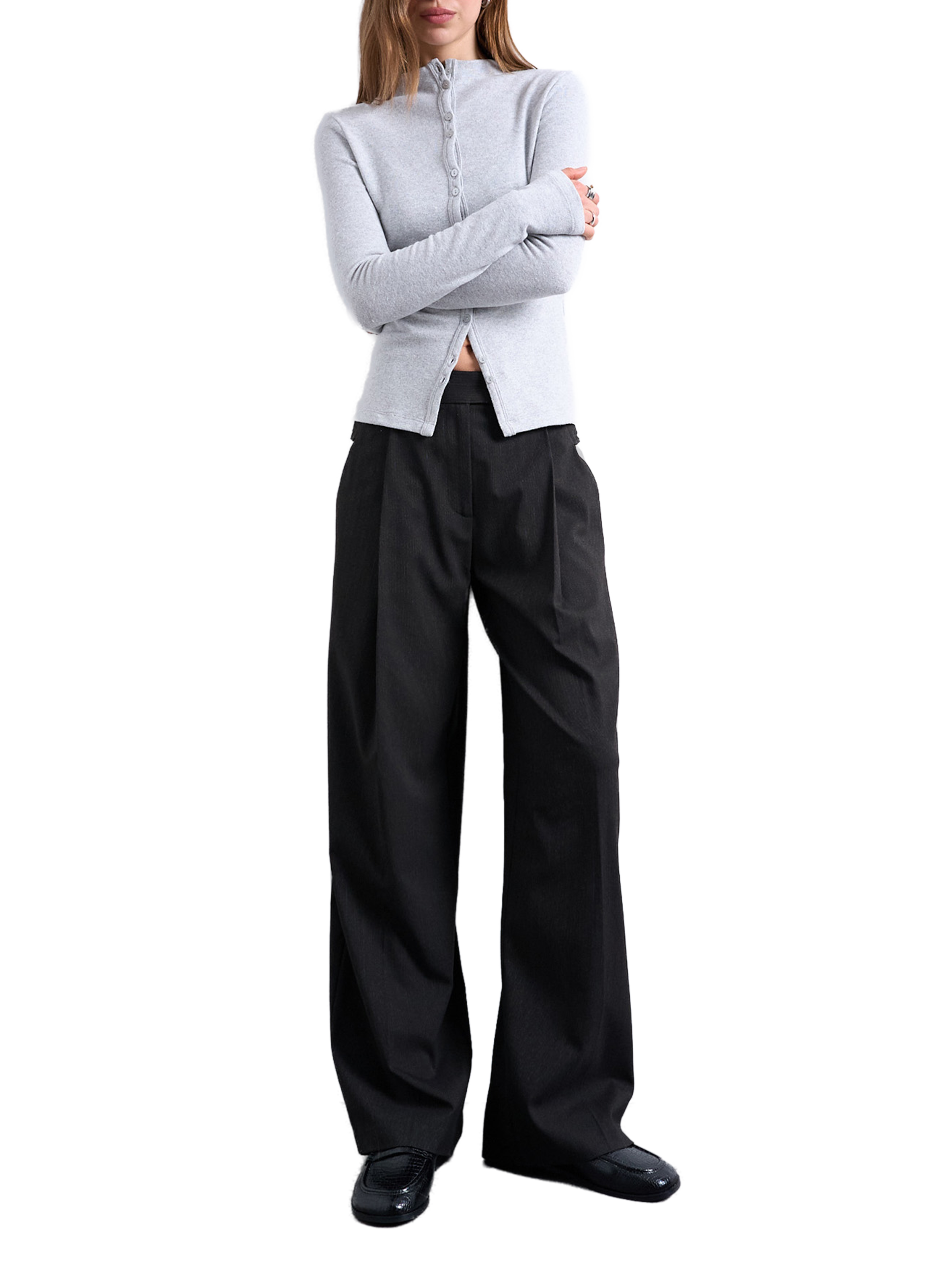 Cotton-blend cardigan TOPSHOP Grey