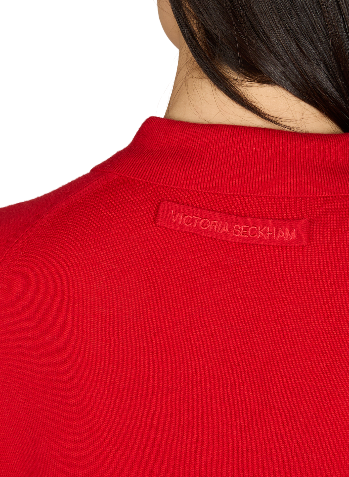 Merino wool polo neck T-shirt VICTORIA BECKHAM Red
