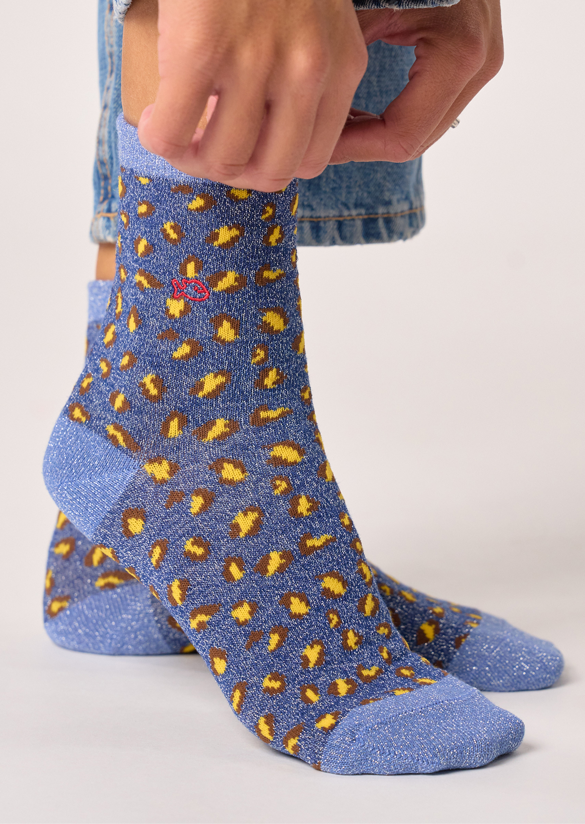 Chaussettes en coton peigné léopard BILLYBELT Bleu