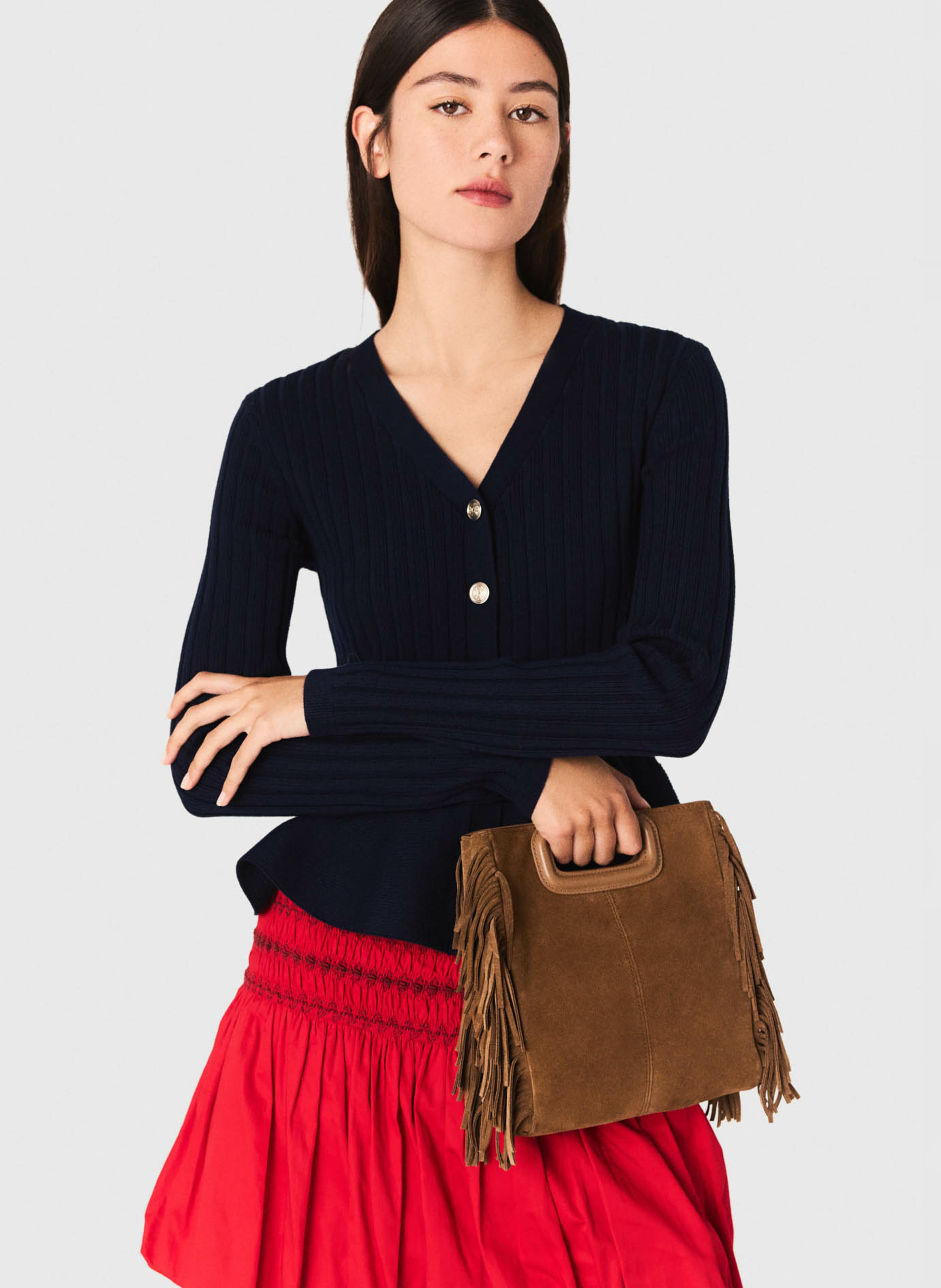 Cardigan cintré à boutons uni MAJE Bleu