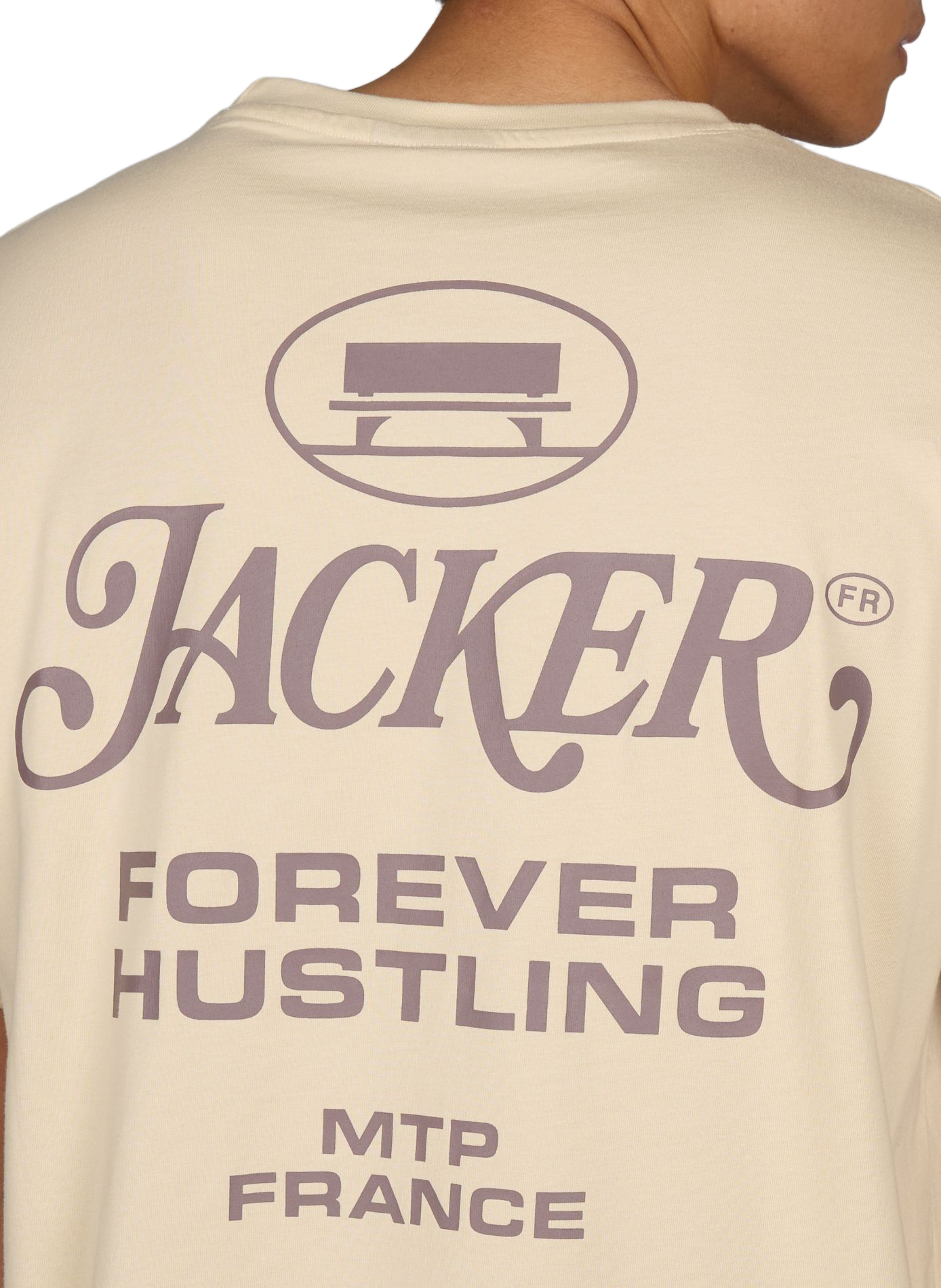 Camiseta recta estampada de algodón JACKER. Beige