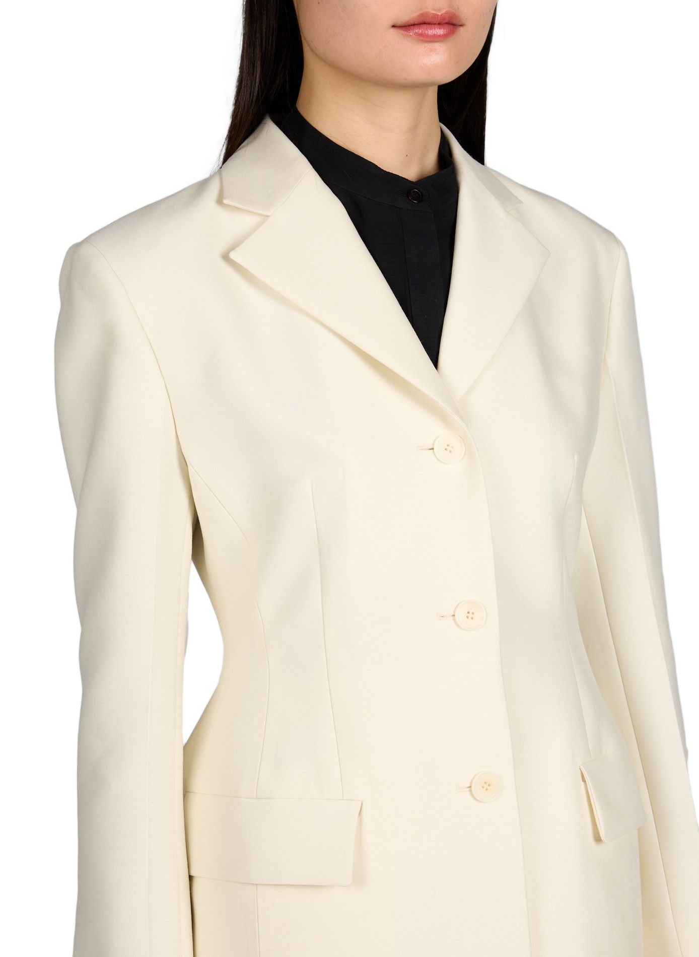 Fitted wool and silk blazer SANDBEIGE Beige