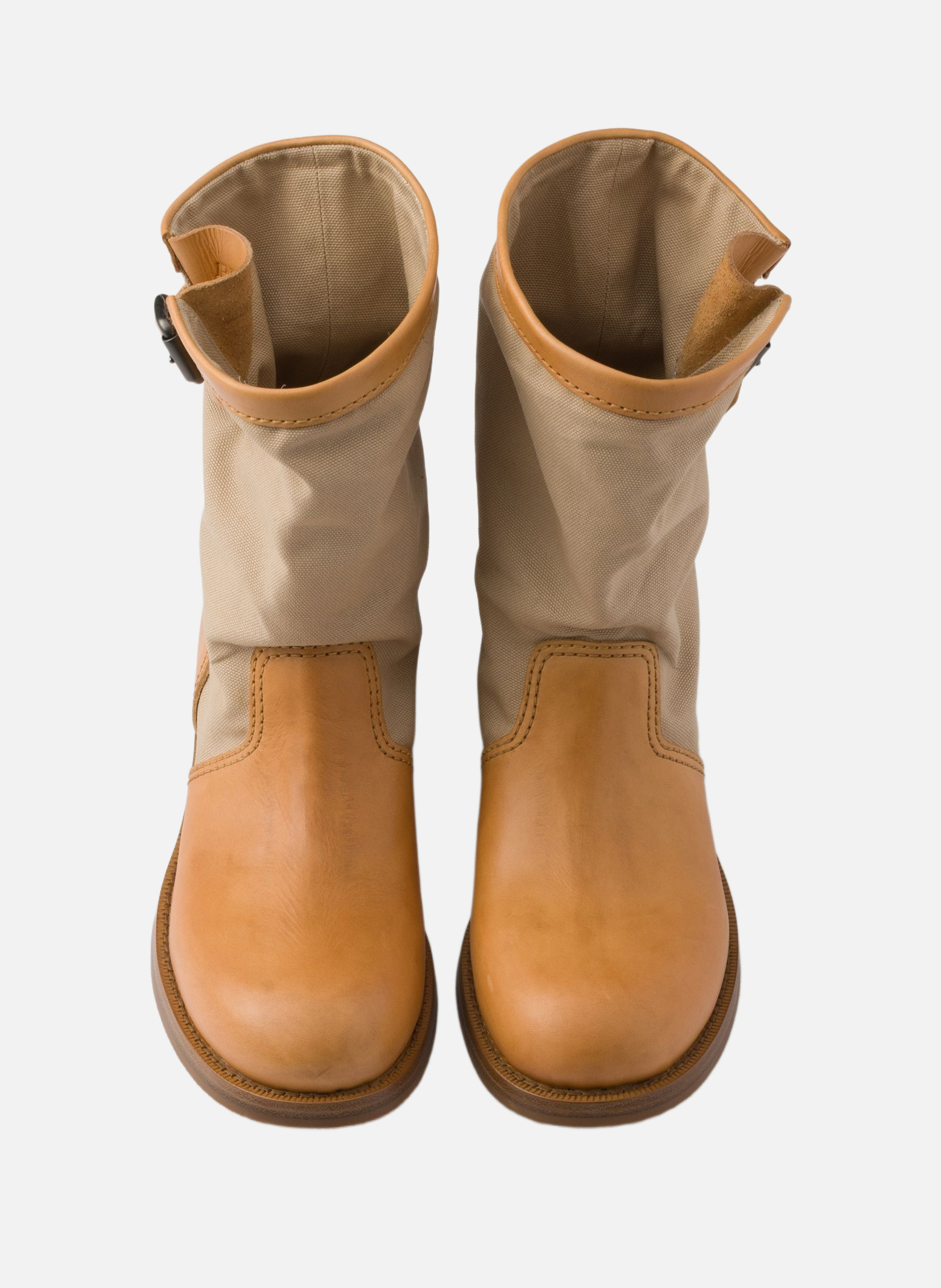 Bottes en cuir et toile PRADA Beige