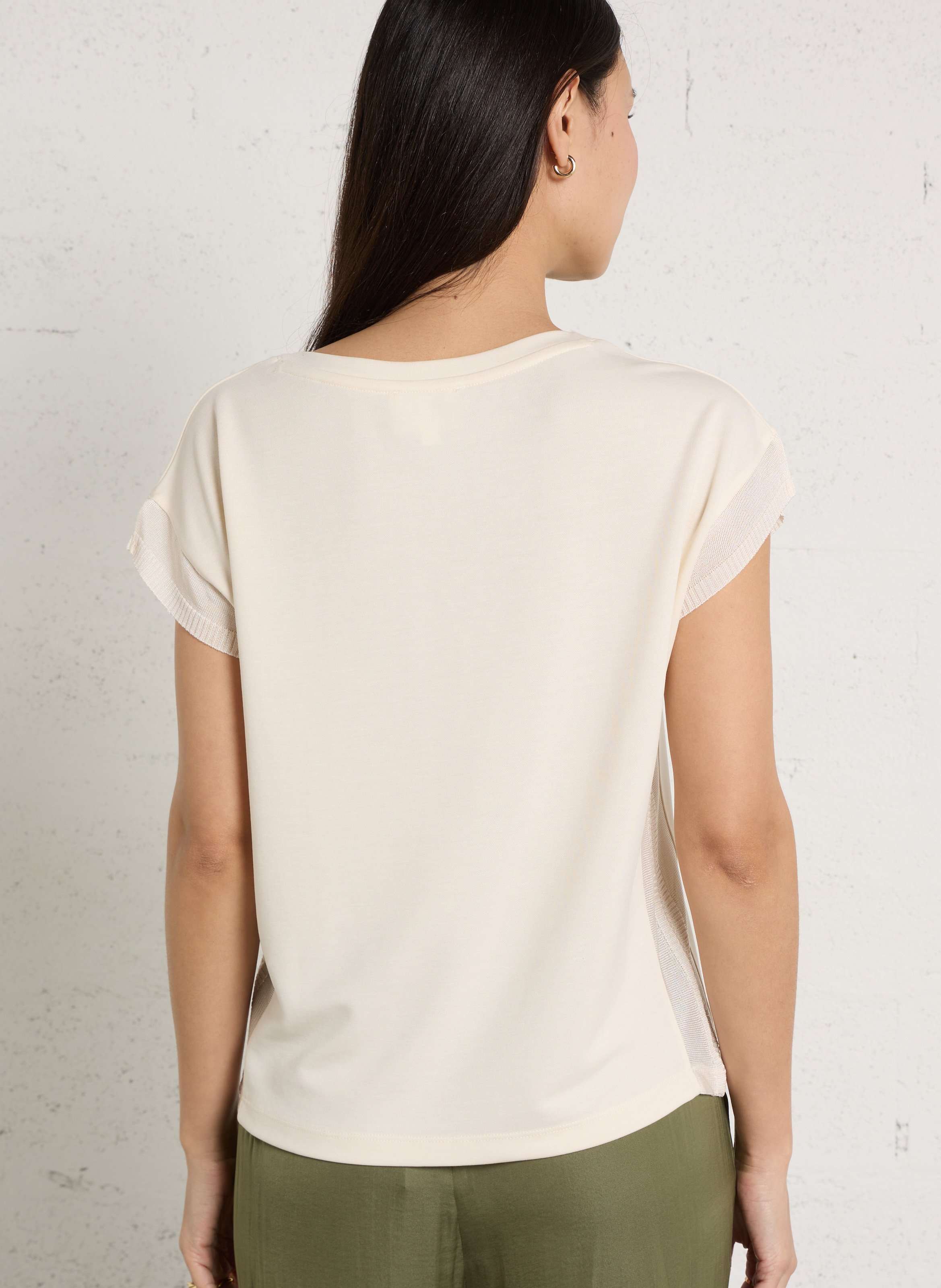Tee-shirt col rond lyo Beige