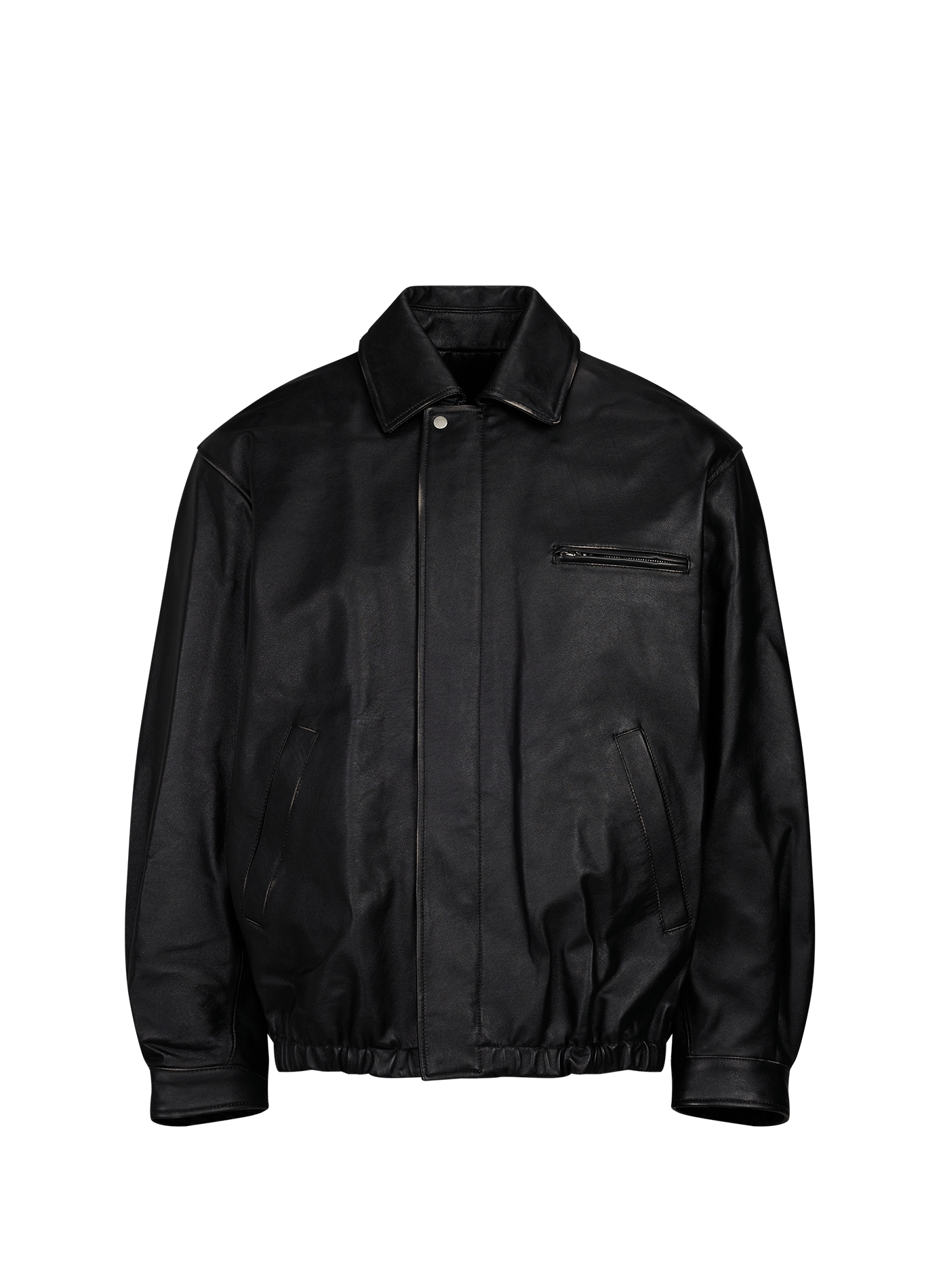 Veste à ourlet élastiqué en cuir  SSSTEIN Black