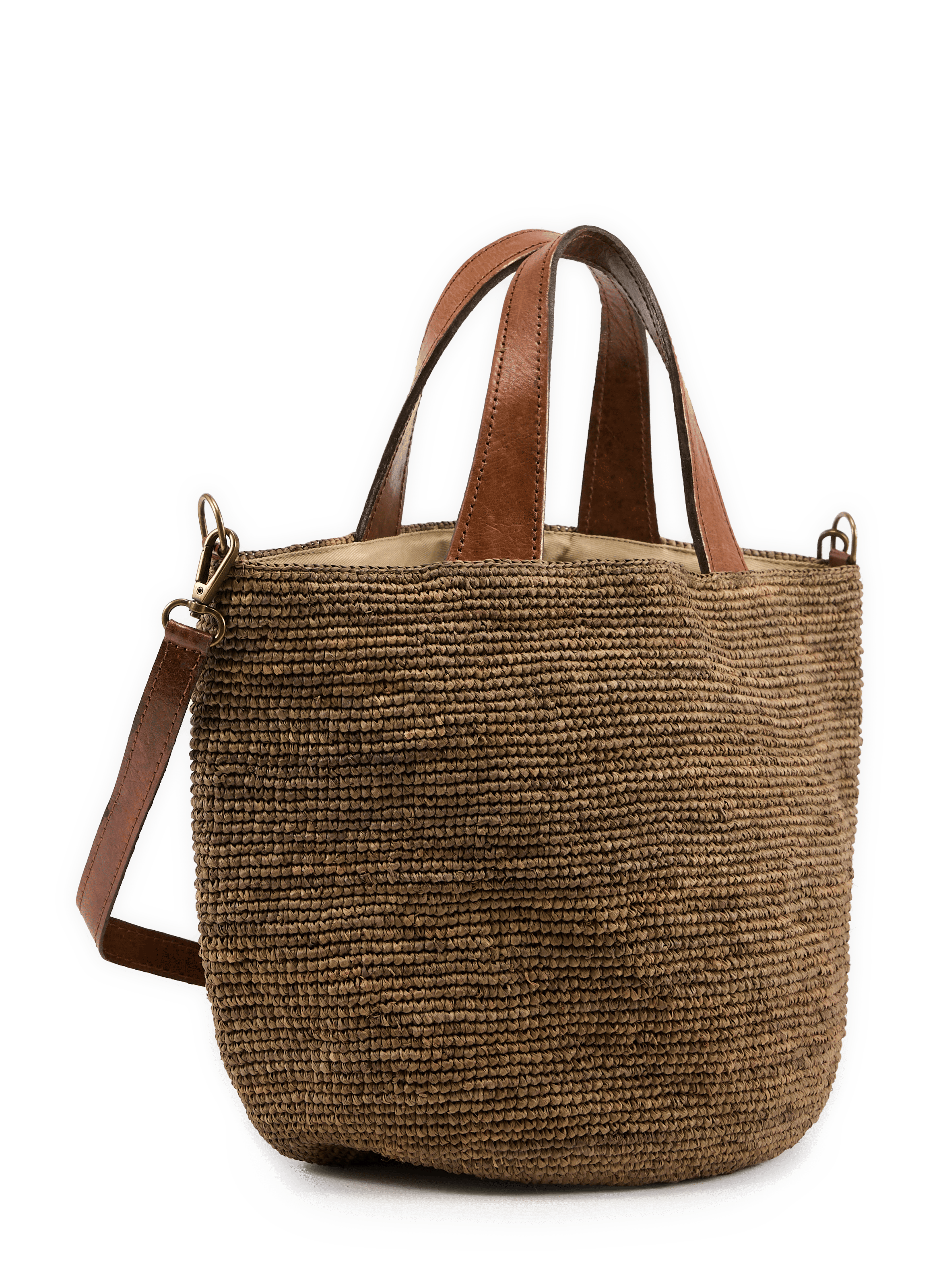 Sac Mirozy en raphia et coton IBELIV Marron