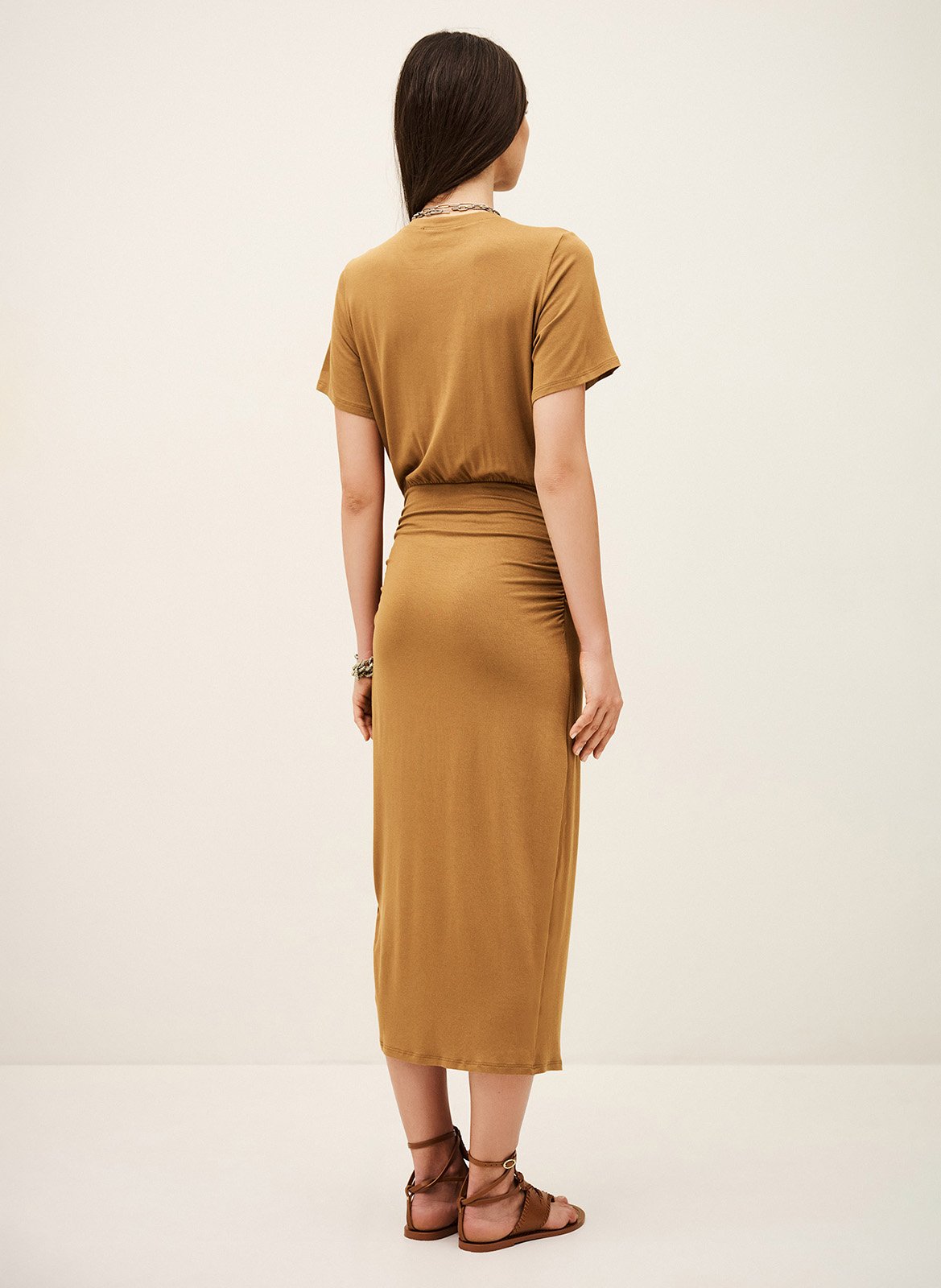 Robe midi ajustée avec drapé unie galtea BA&SH Marron