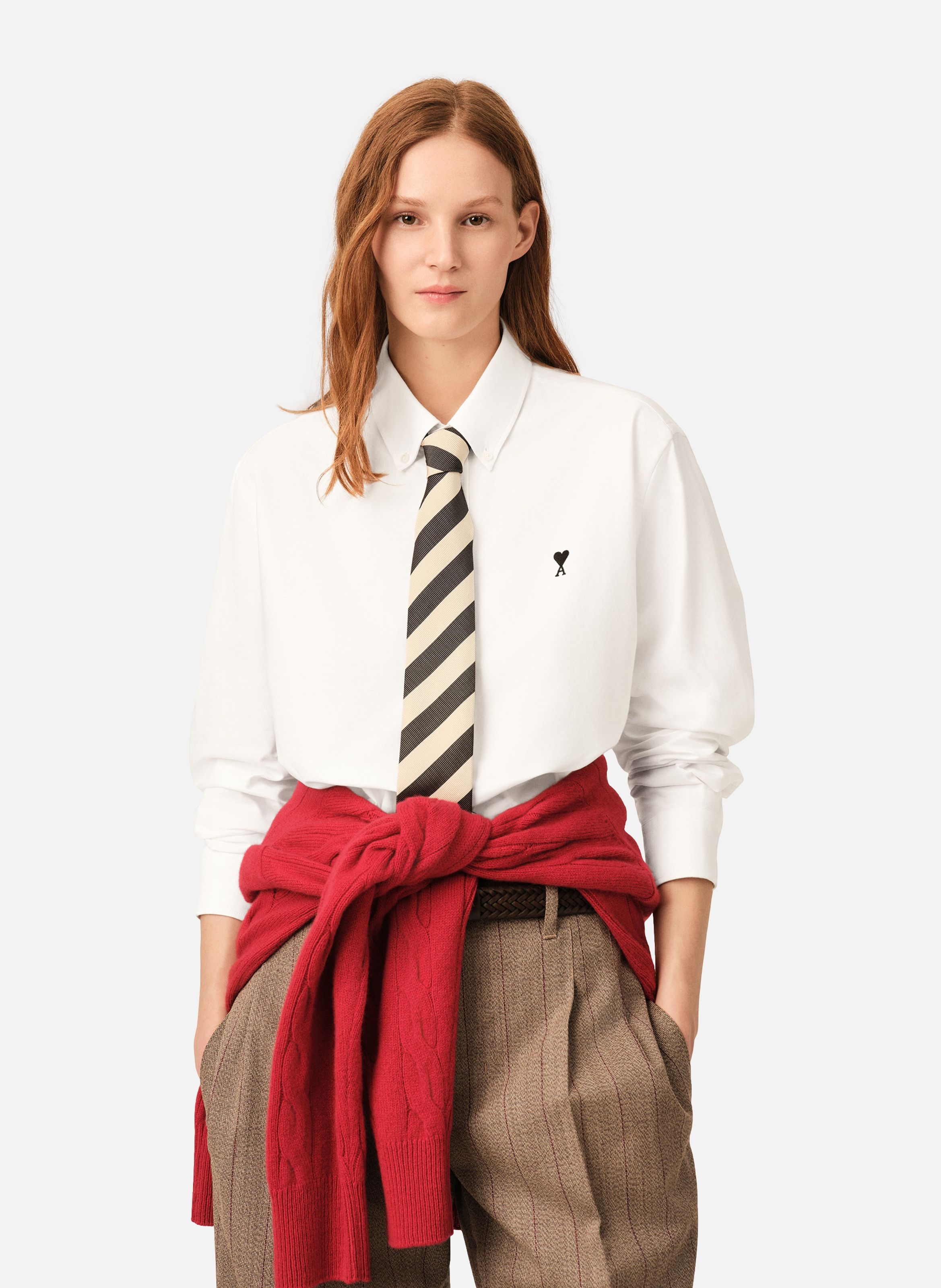 Chemise unisexe en coton ami de coeur AMI PARIS Blanc