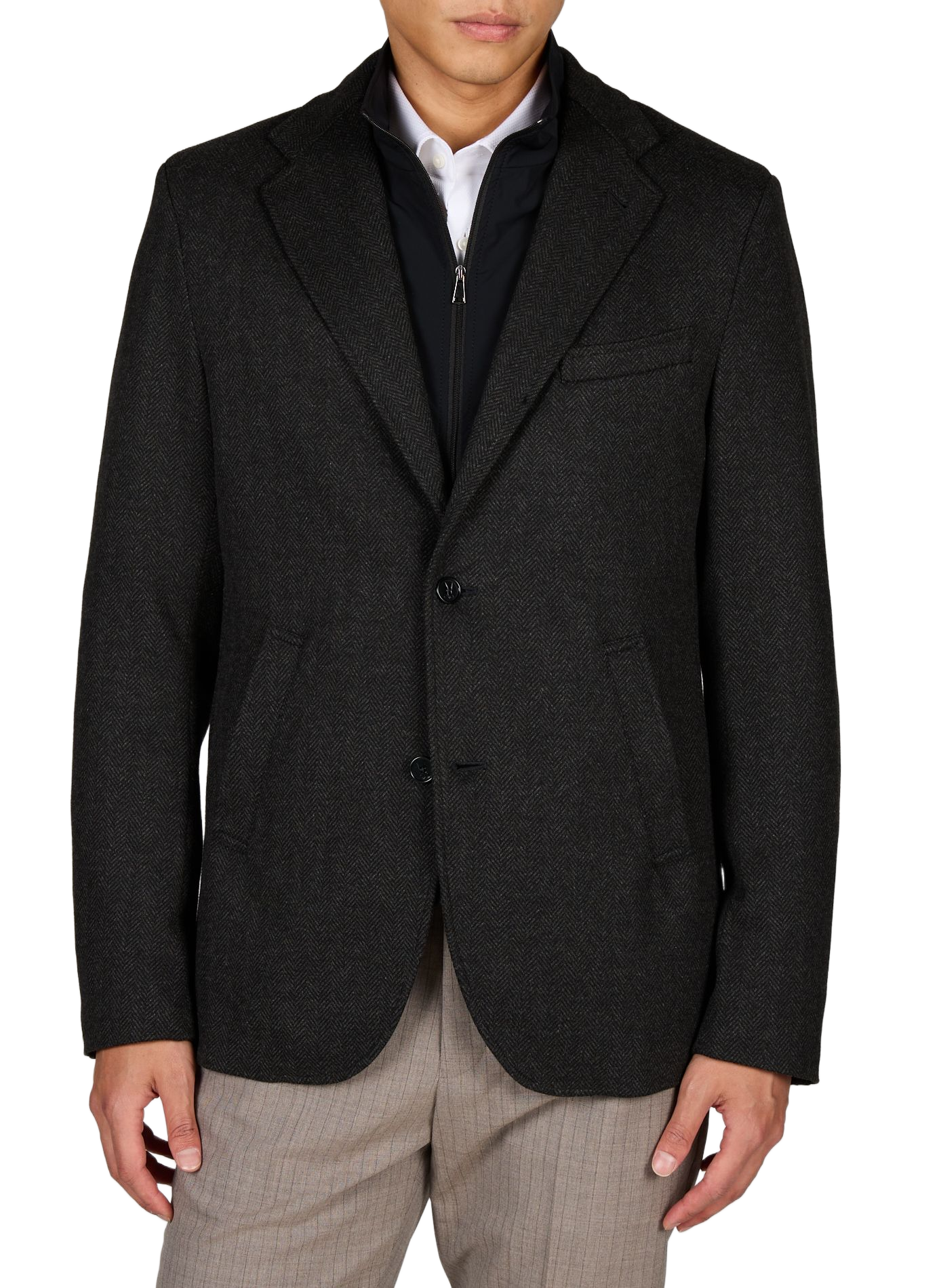 Straight Chevron Performance Blazer NORWEGIAN WOOL Grey