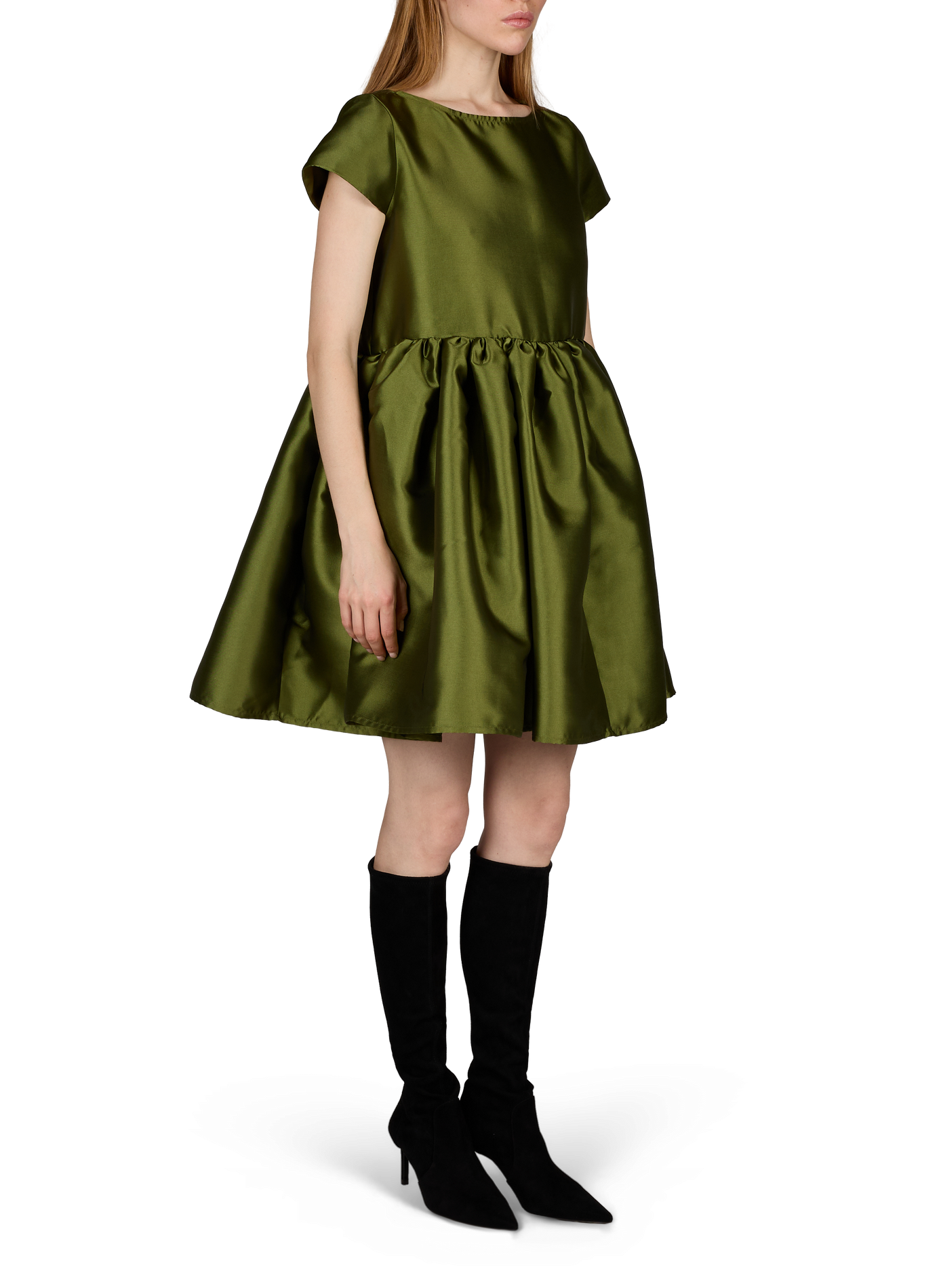 Kurzes Kleid aus recyceltem Polyester-Mix MARQUES ALMEIDA Khaki