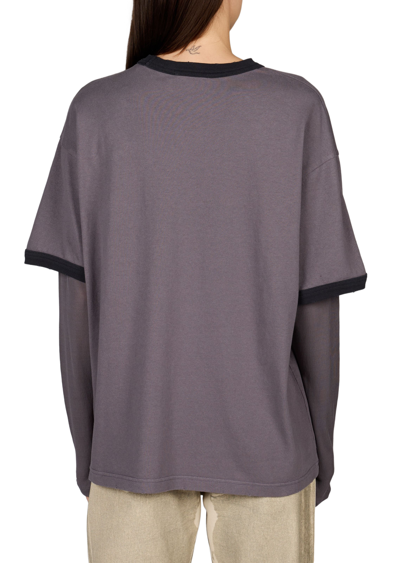 Grafisches T-Shirt mit Baumwollüberlagerungen. ACNE STUDIOS Weiss