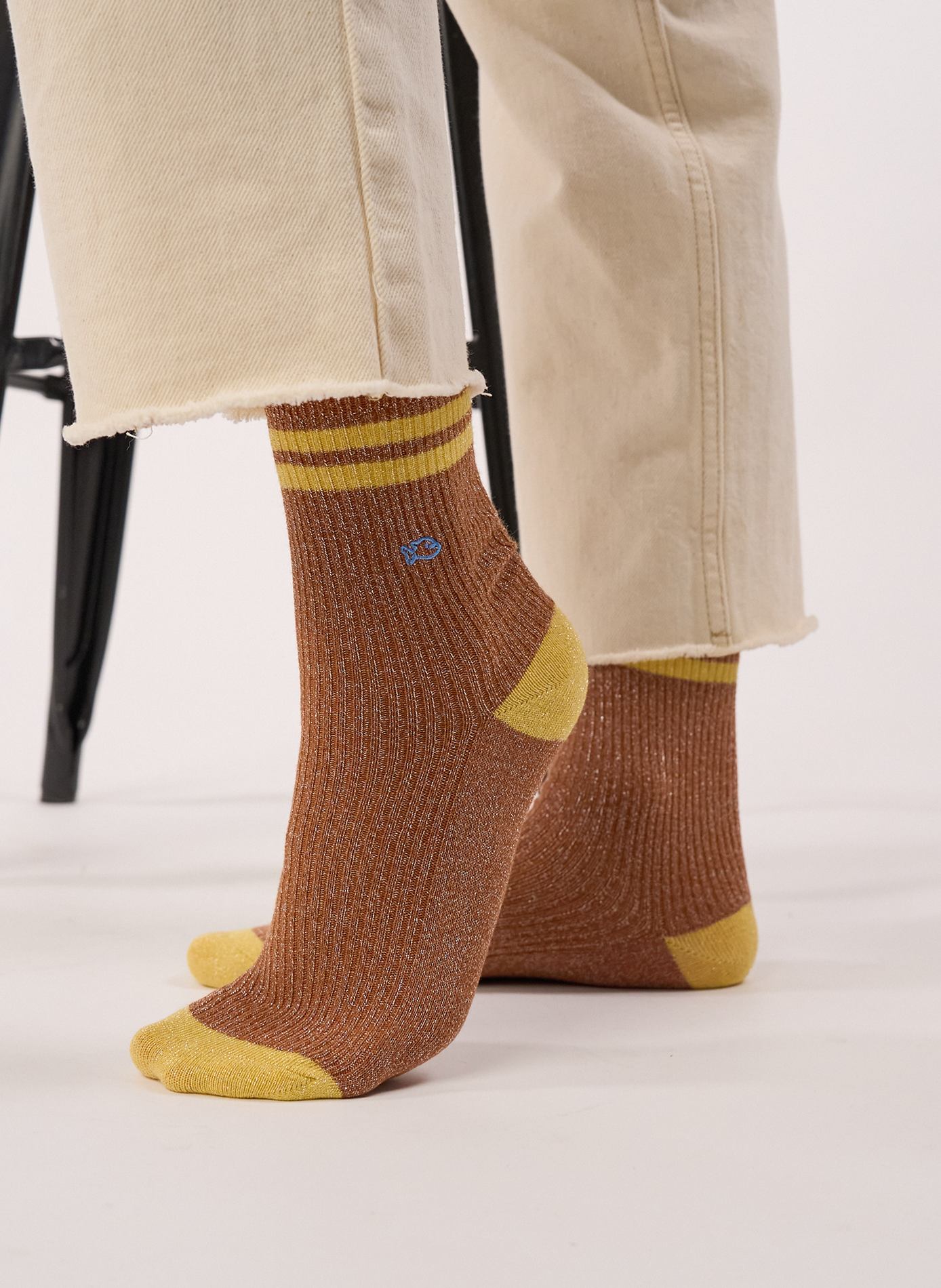 Chaussettes en coton peigné vintage BILLYBELT Marron