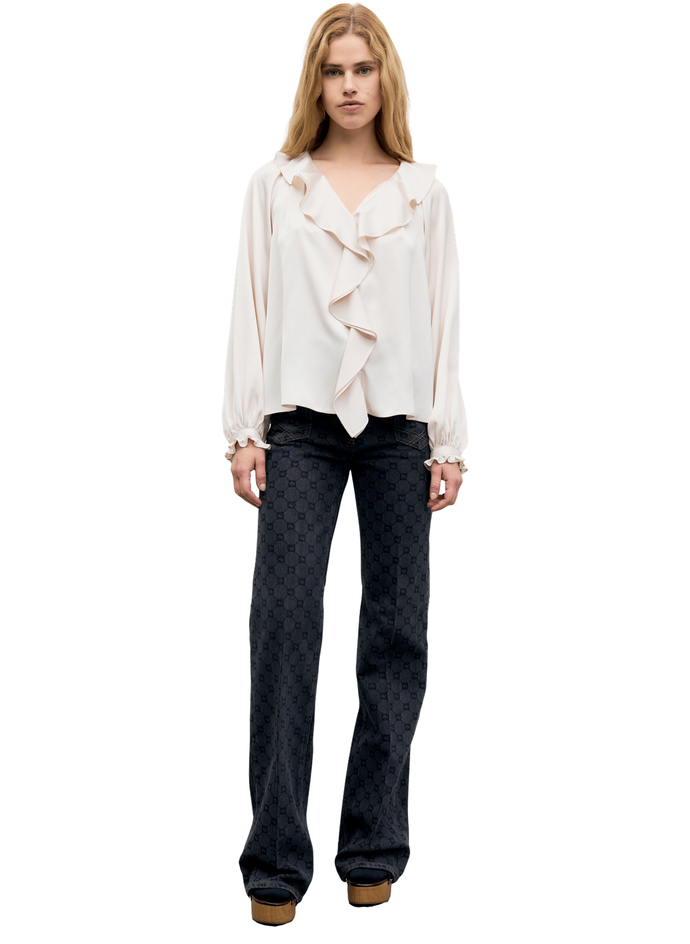 Chemise en satin à volants - lori GERARD DAREL Beige