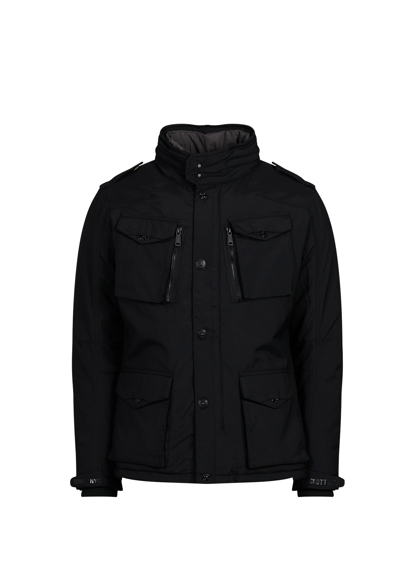 Blouson droit col montant zippé SCHOTT Noir