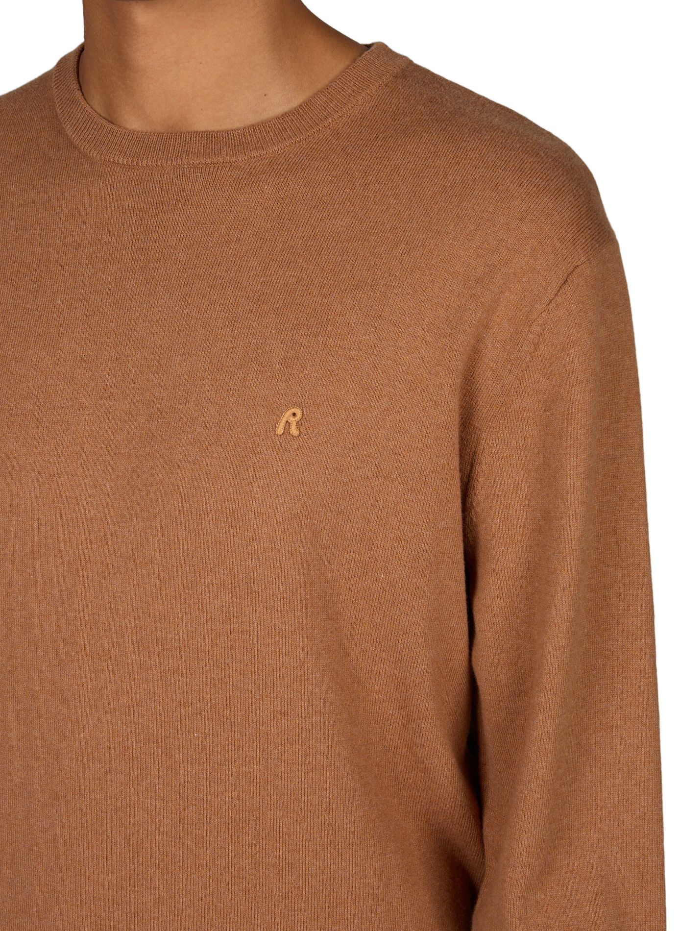 Gerader Rundhalsausschnitt-Pullover aus Baumwolle und Kaschmir REPLAY Beige
