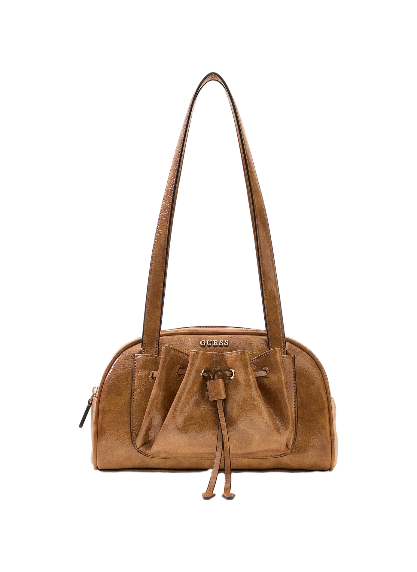 Sac porté épaule effet cuir verni GUESS Marron
