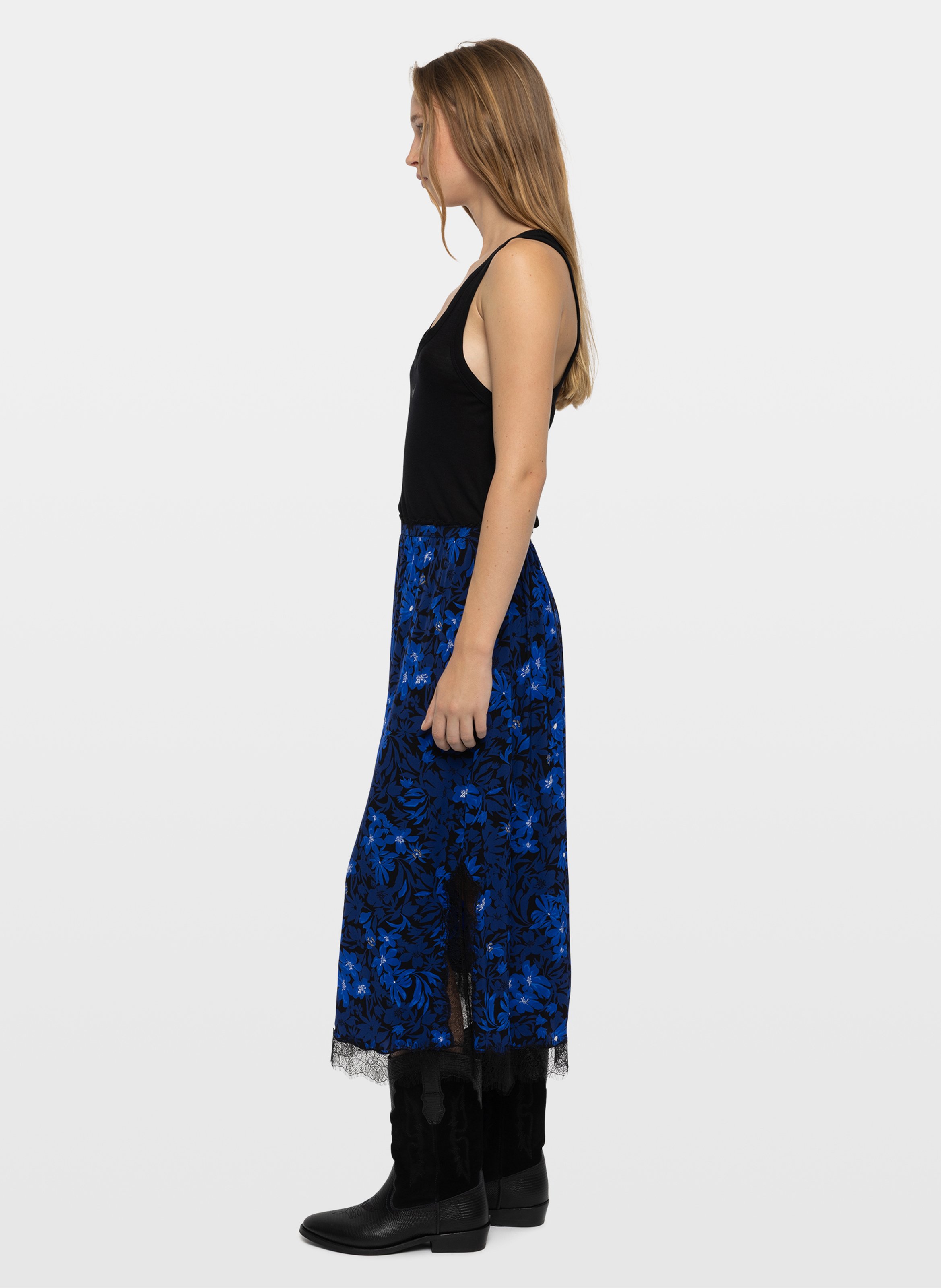 Jupe midi imprimée avec dentelle jarvis ZADIG&VOLTAIRE Bleu