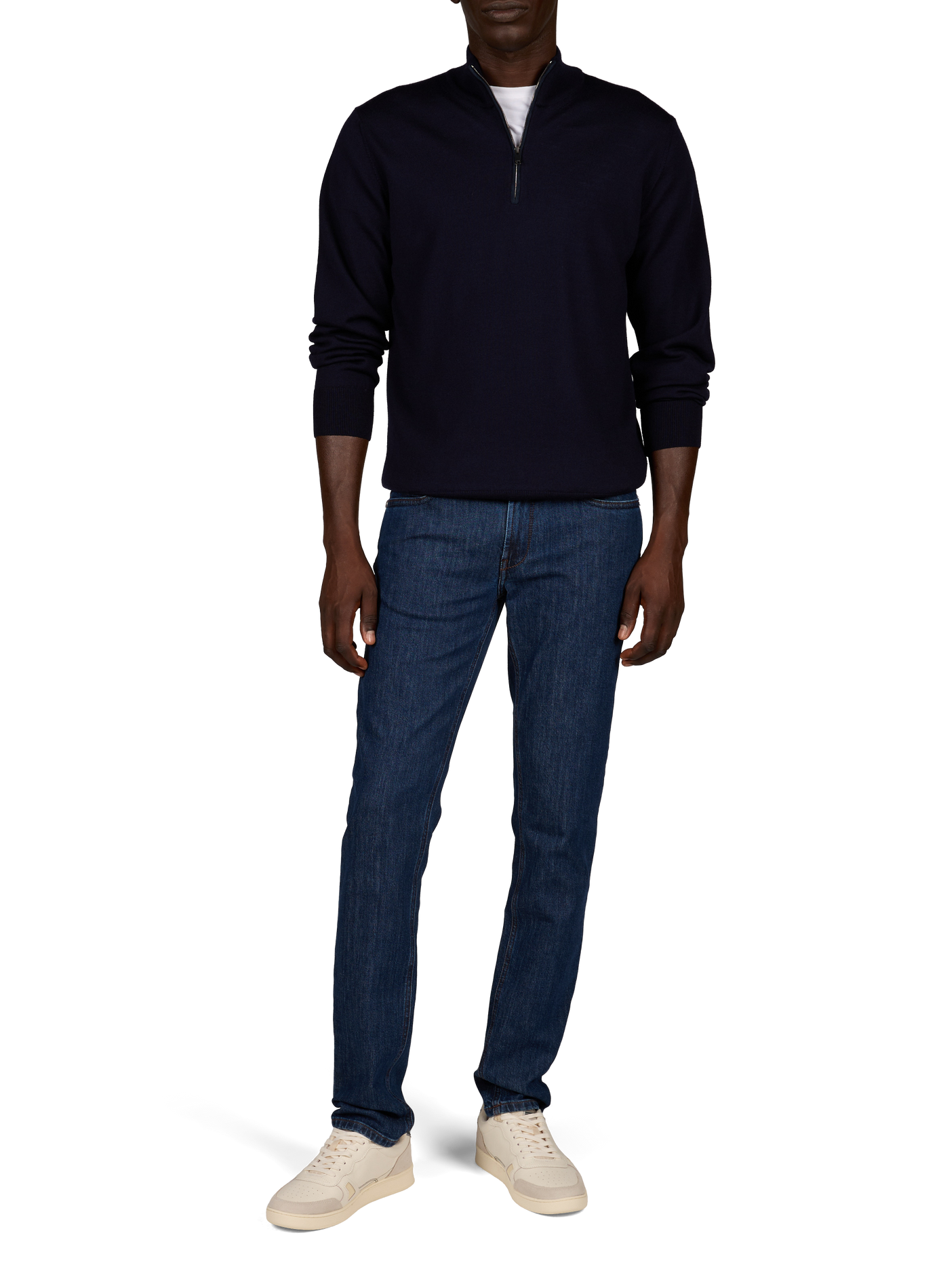 Straight-fit zip-up high-neck wool jumper ETON Blue