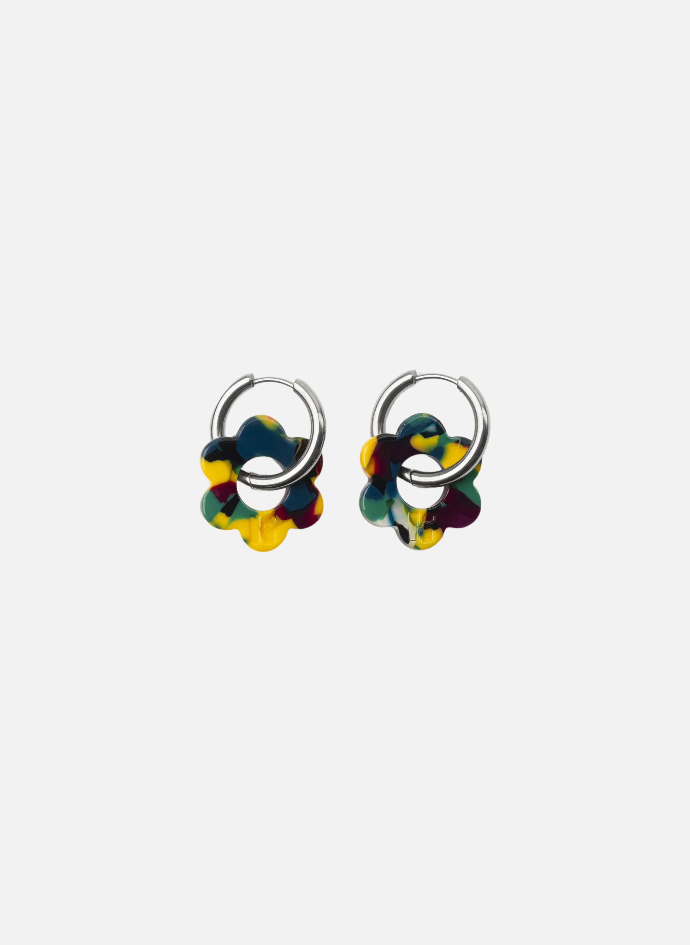 Boucles d'oreilles Baby Fleurette avec anneaux en acier inoxydable argenté  Camo