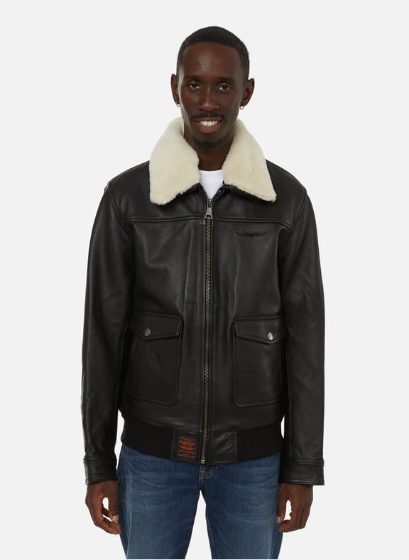 Veste en cuir Noir by BOMBERS ORIGINAL BOMBERS ORIGINAL Veste en cuir Noir